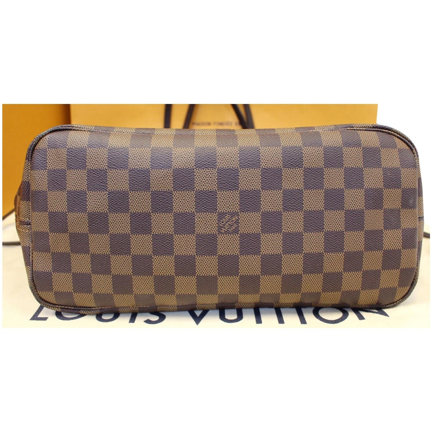 LOUIS VUITTON Neverfull MM Damier Ebene Tote Shoulder Bag Brown