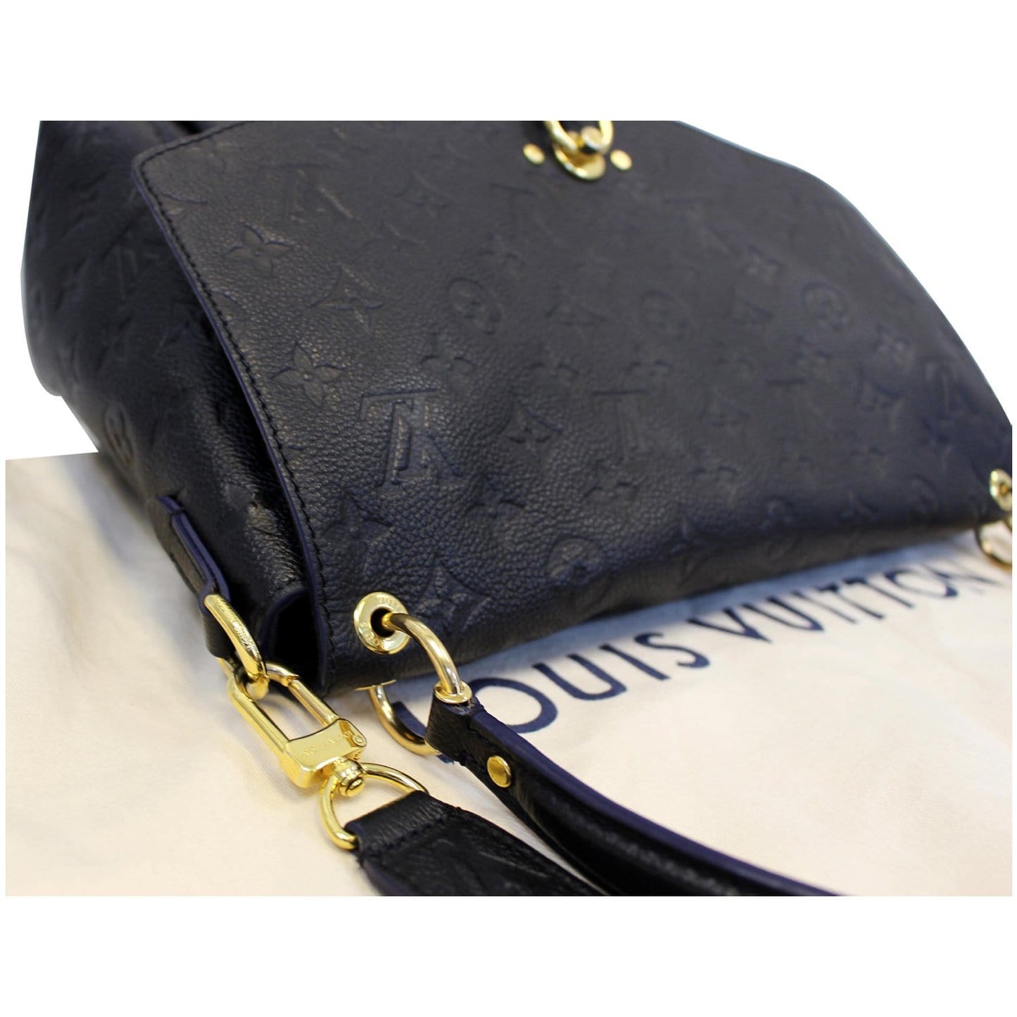 LOUIS VUITTON Blanche MM Empreinte Leather Shoulder Bag Black