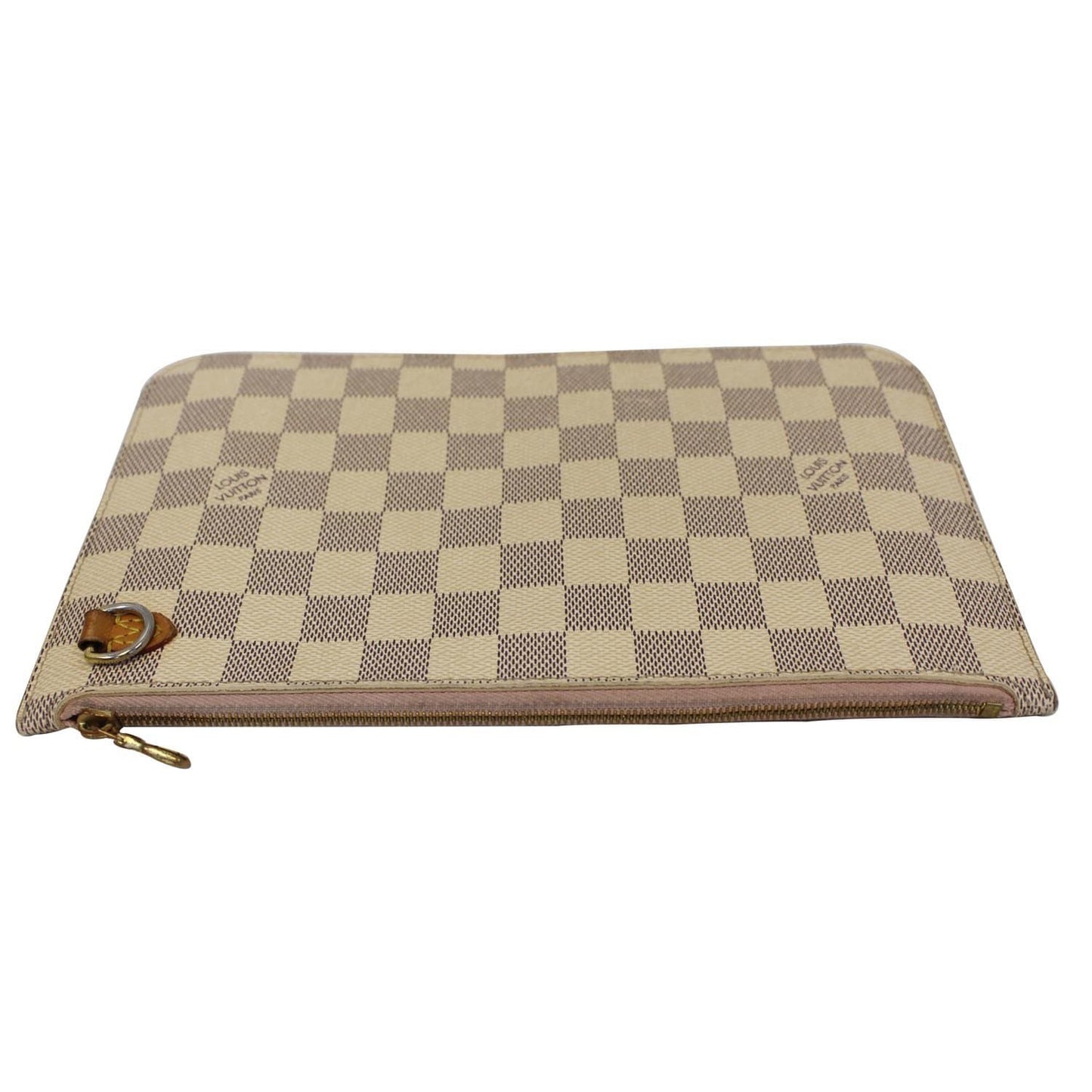 LOUIS VUITTON Pochette Wristlet Pouch Damier Azur Neverfull MM White