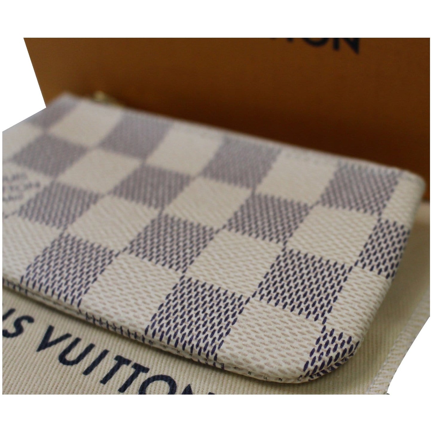 LOUIS VUITTON Key Coin Pouch Damier Azur White