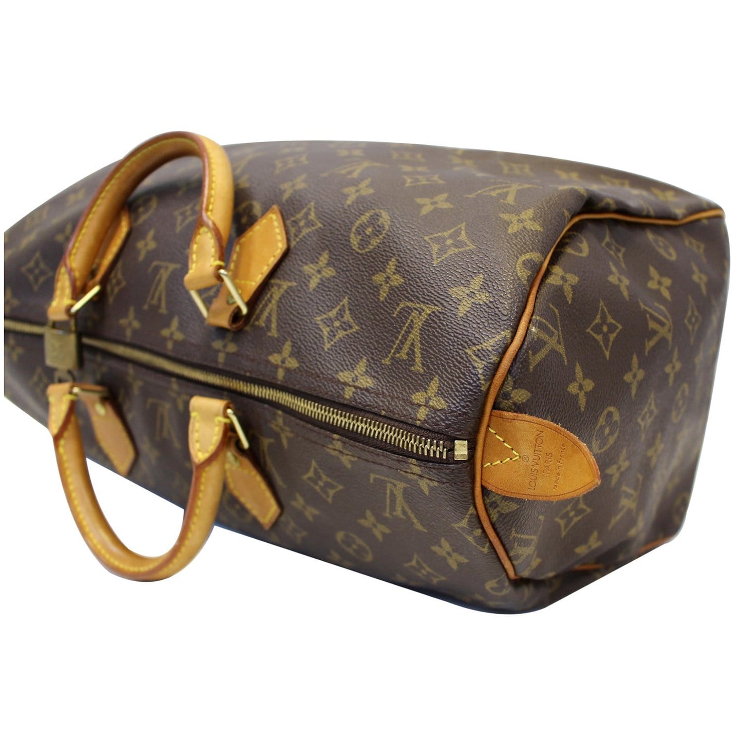 LOUIS VUITTON Speedy 40 Monogram Canvas Satchel Handbag Brown