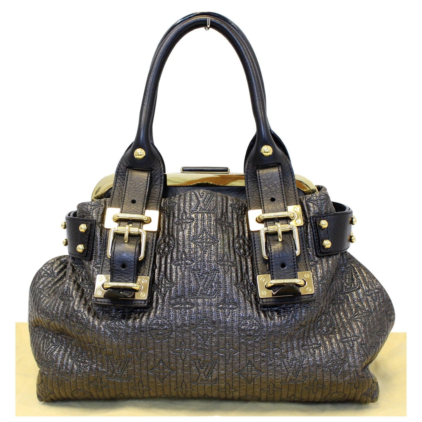 LOUIS VUITTON Motard Biker Monogram Satchel Bag Black