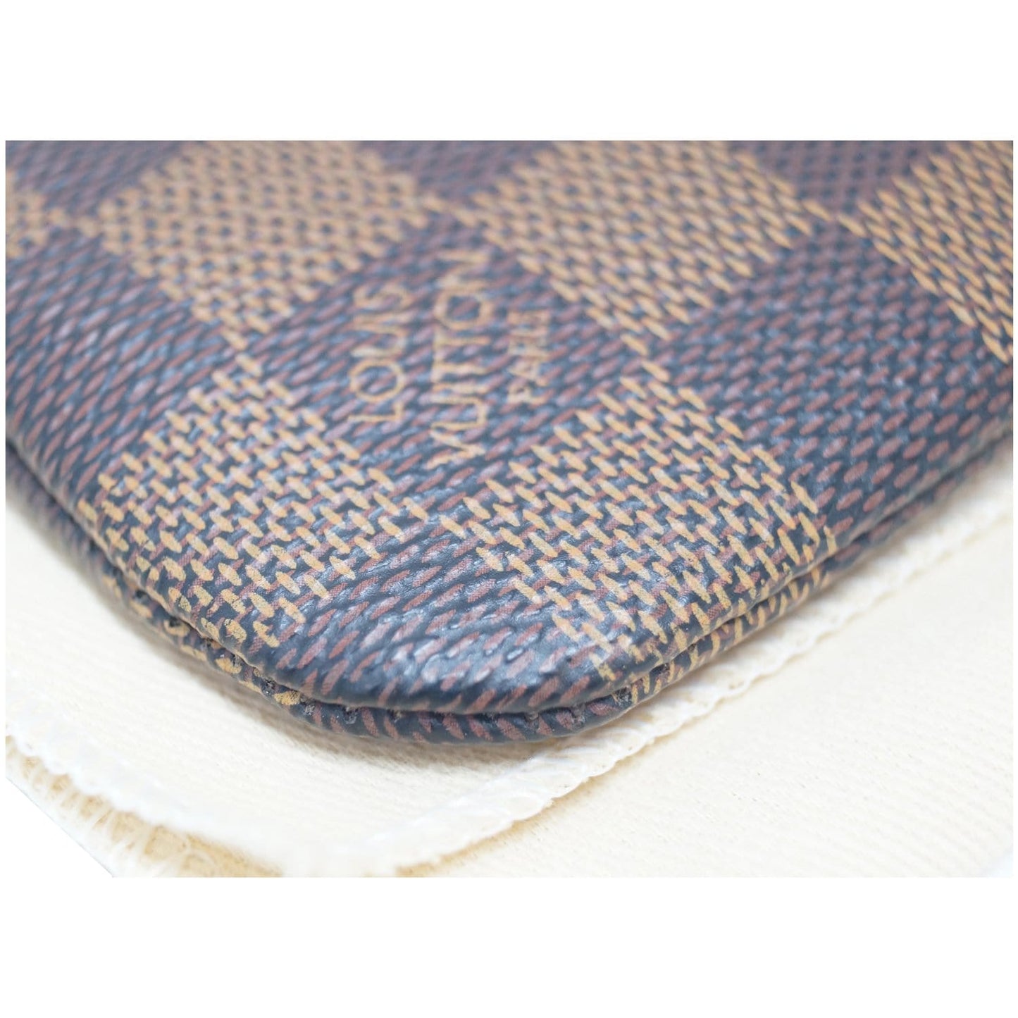 LOUIS VUITTON Key Coin Pouch Damier Ebene Brown