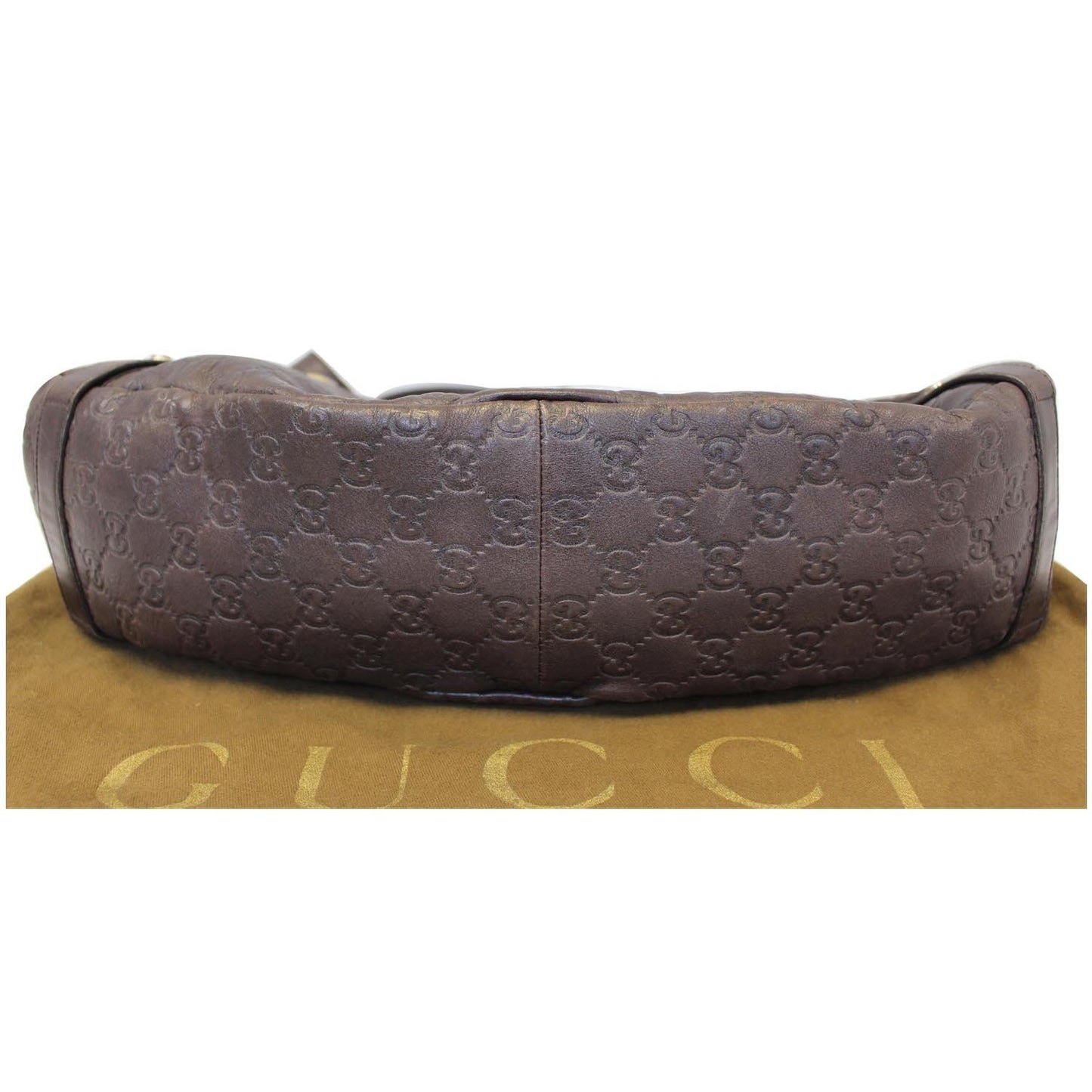 GUCCI Abbey Medium Leather Tote Shoulder Bag Dark Brown