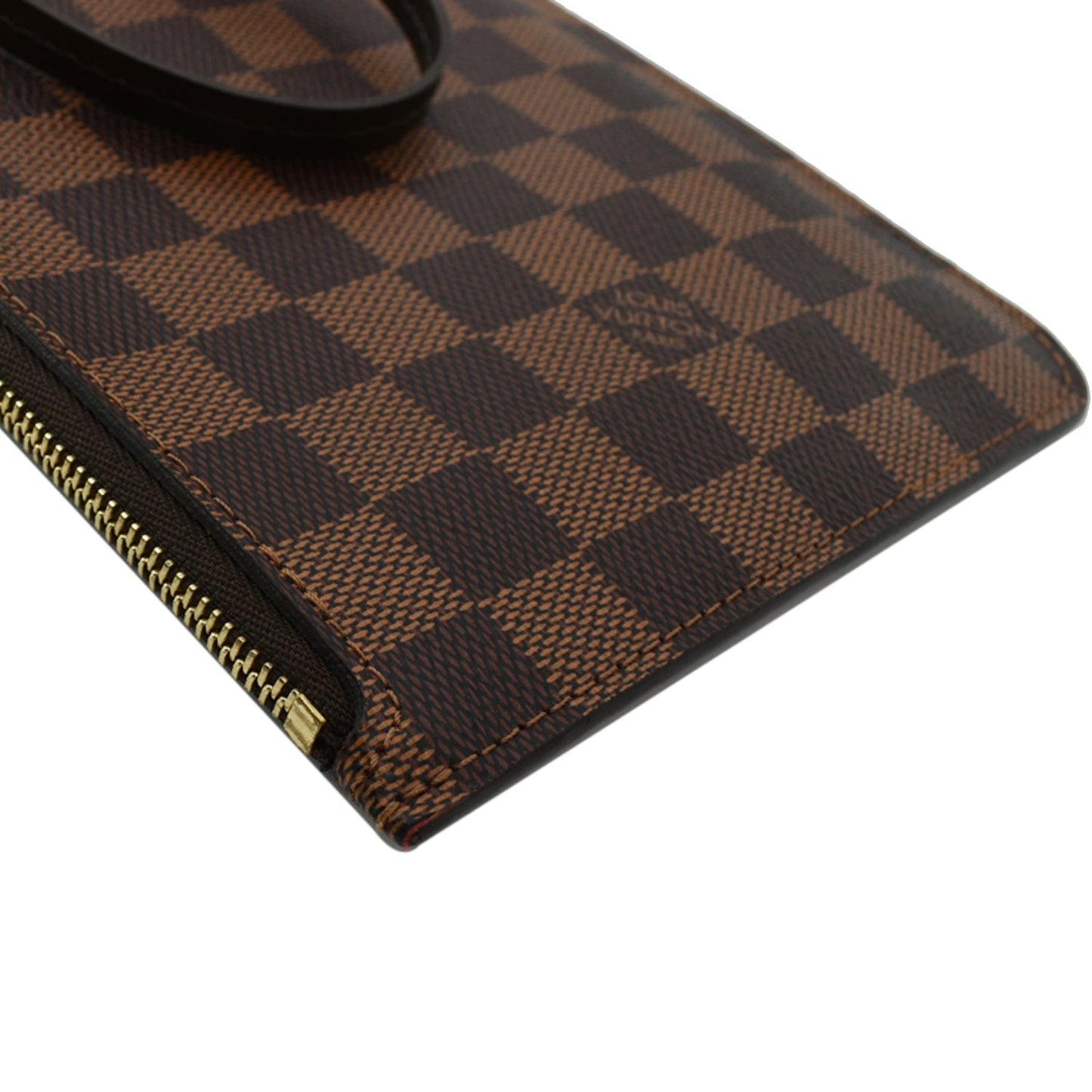 LOUIS VUITTON Neverfull MM Damier Ebene Pochette Wristlet Pouch Brown