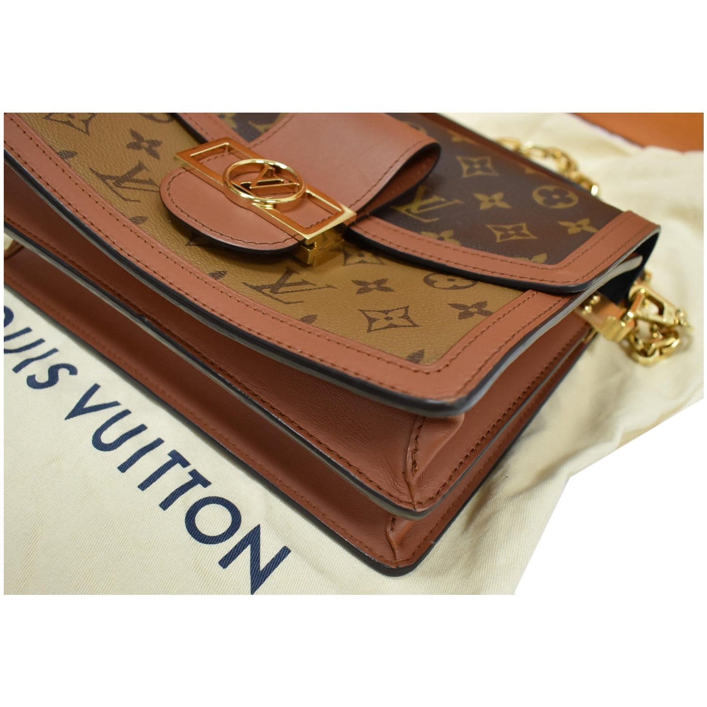 LOUIS VUITTON Dauphine MM Monogram Reverse Canvas Shoulder Bag Brown