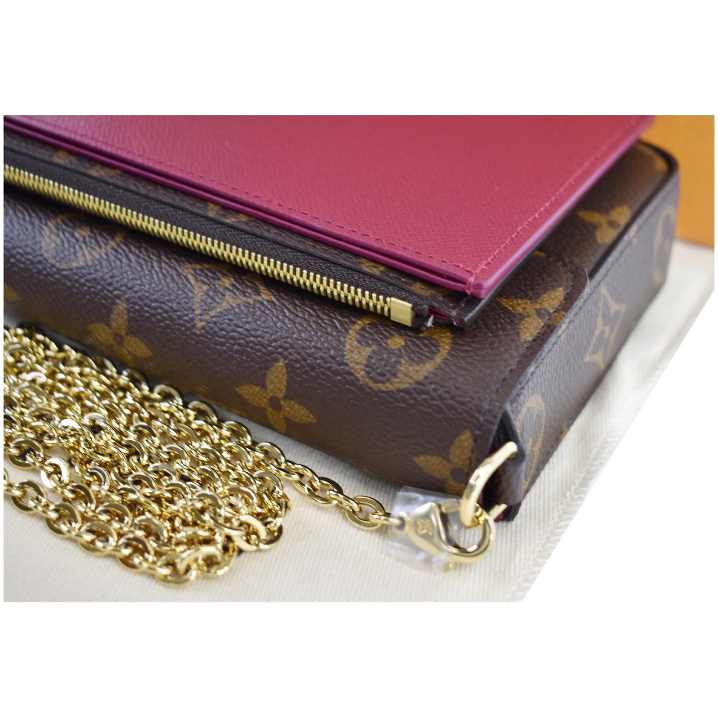 LOUIS VUITTON Pochette Felicie Monogram Canvas Crossbody Bag Brown
