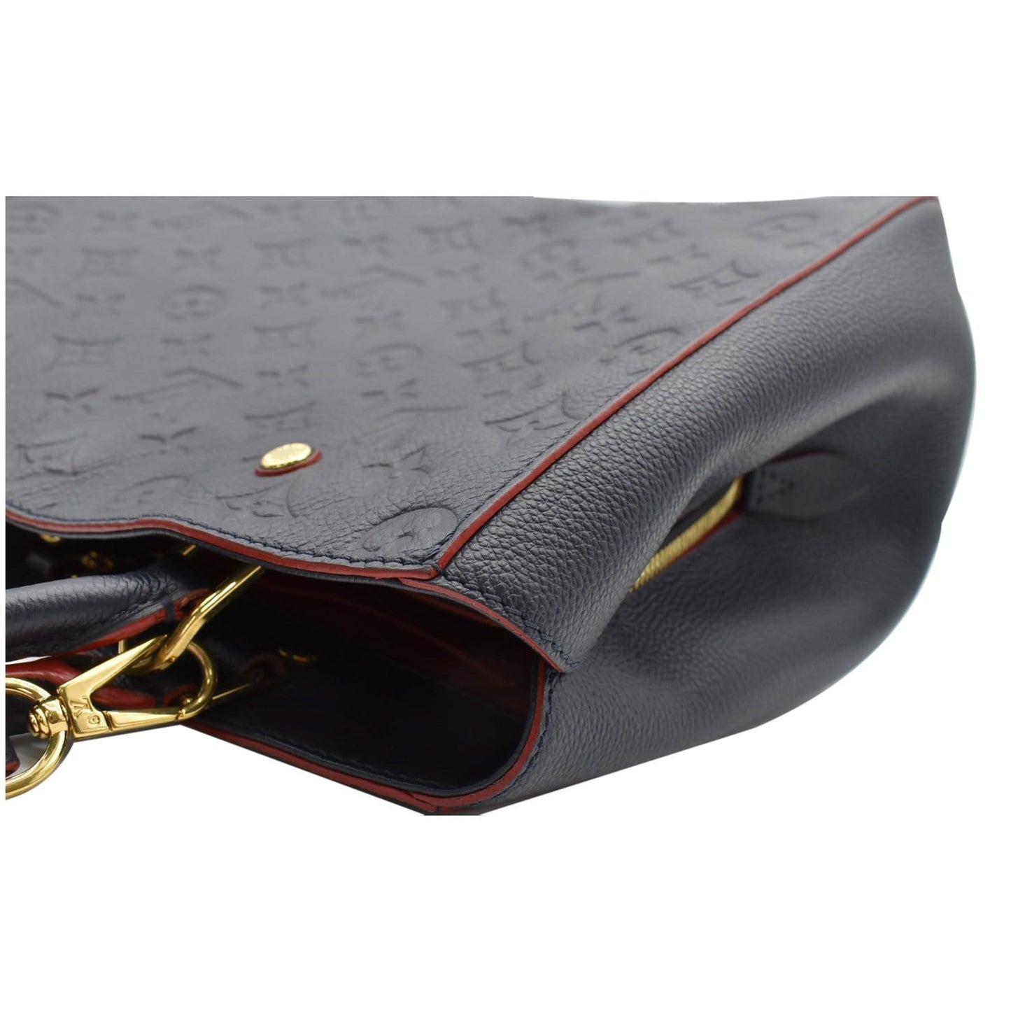 LOUIS VUITTON Montaigne MM Monogram Empreinte Shoulder Bag Blue