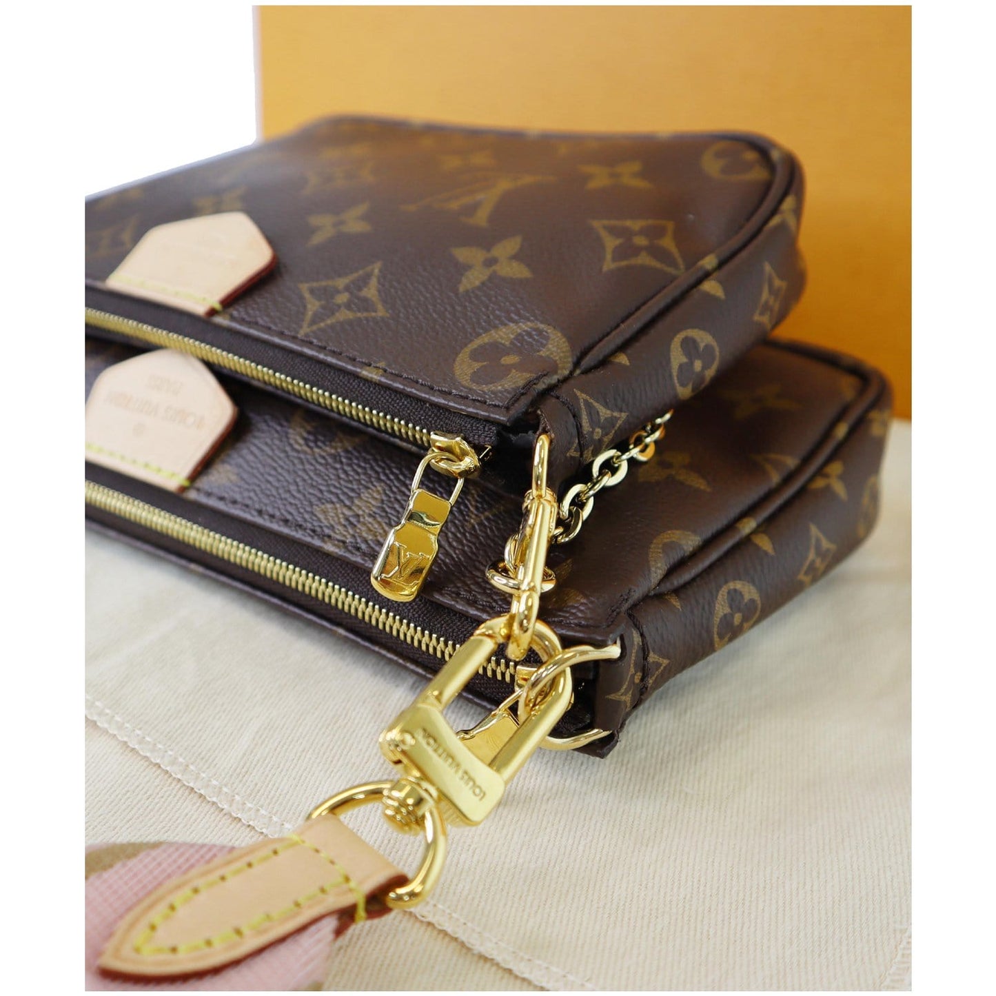 LOUIS VUITTON Multi Pochette Accessories Monogram Canvas Shoulder Bag Pink
