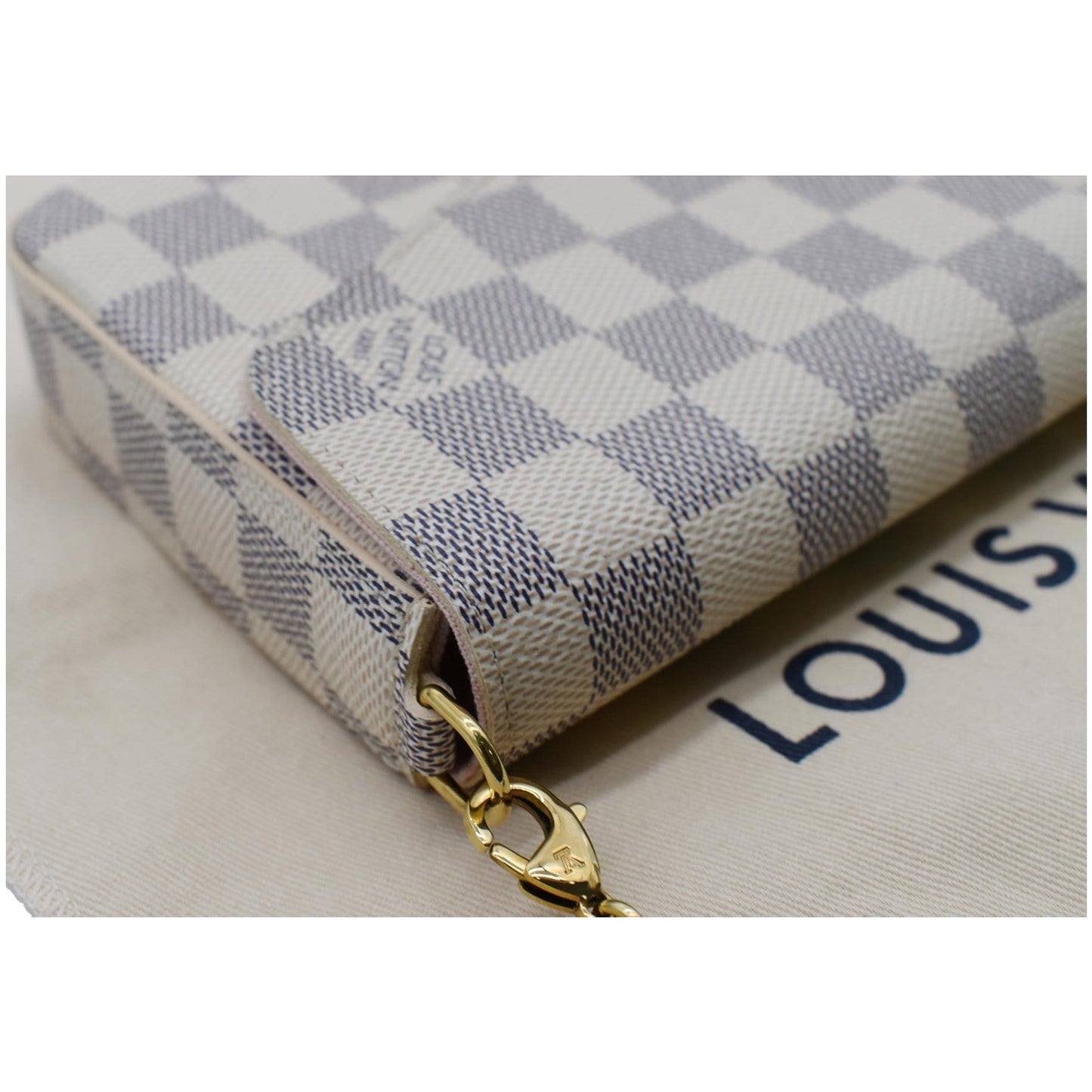 LOUIS VUITTON Felicie Pochette Damier Azur Crossbody Bag White