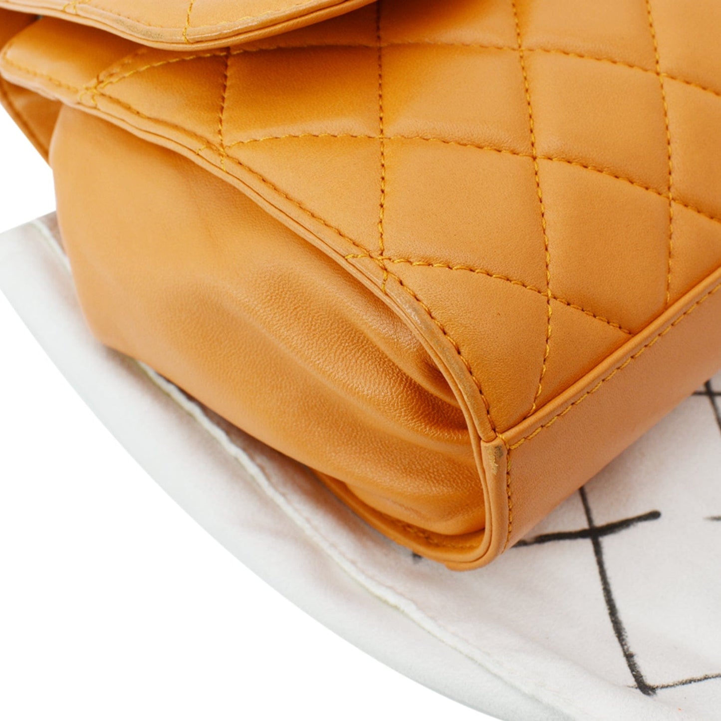 CHANEL Classic Flap Drawstring Quilted Lambskin Leather Shopper Shoulder Bag Orange - Hot Deals