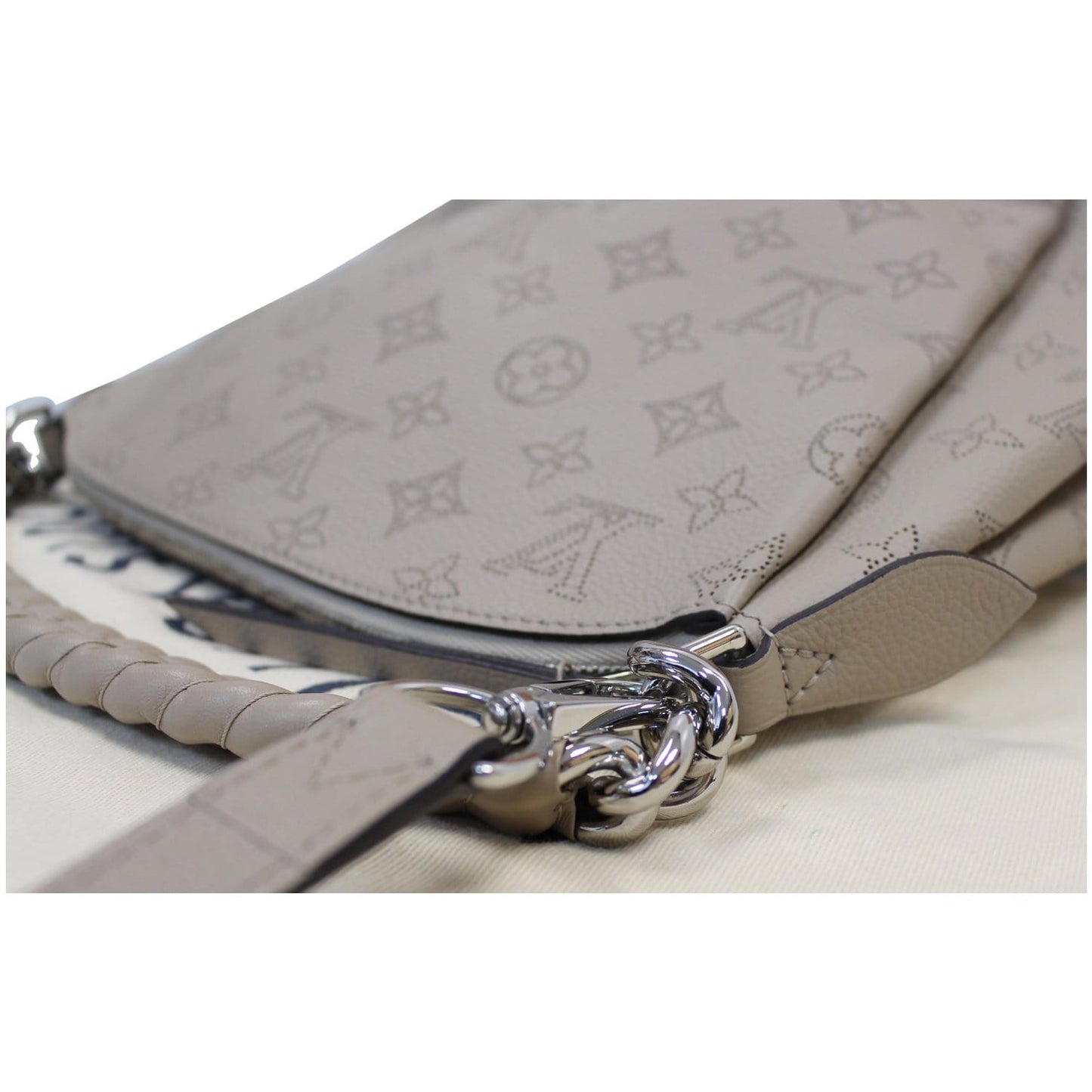 LOUIS VUITTON Mahina Babylone Chain BB Leather Shoulder Bag Galet