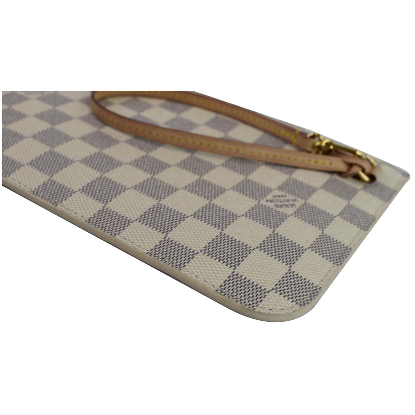 LOUIS VUITTON Pochette Wristlet Damier Azur Pouch Neverfull MM Rose Ballerine