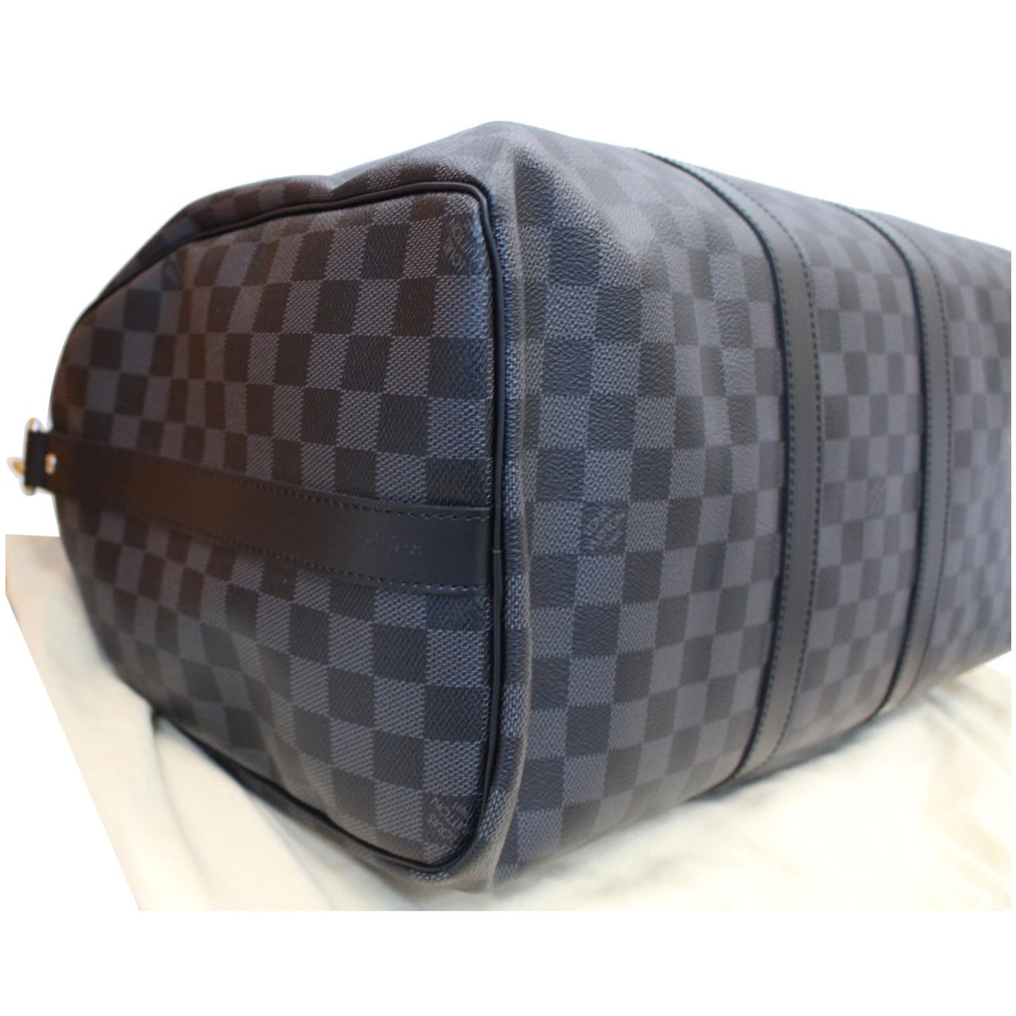LOUIS VUITTON Keepall 45 Damier Graphite Bandouliere Travel Bag Black