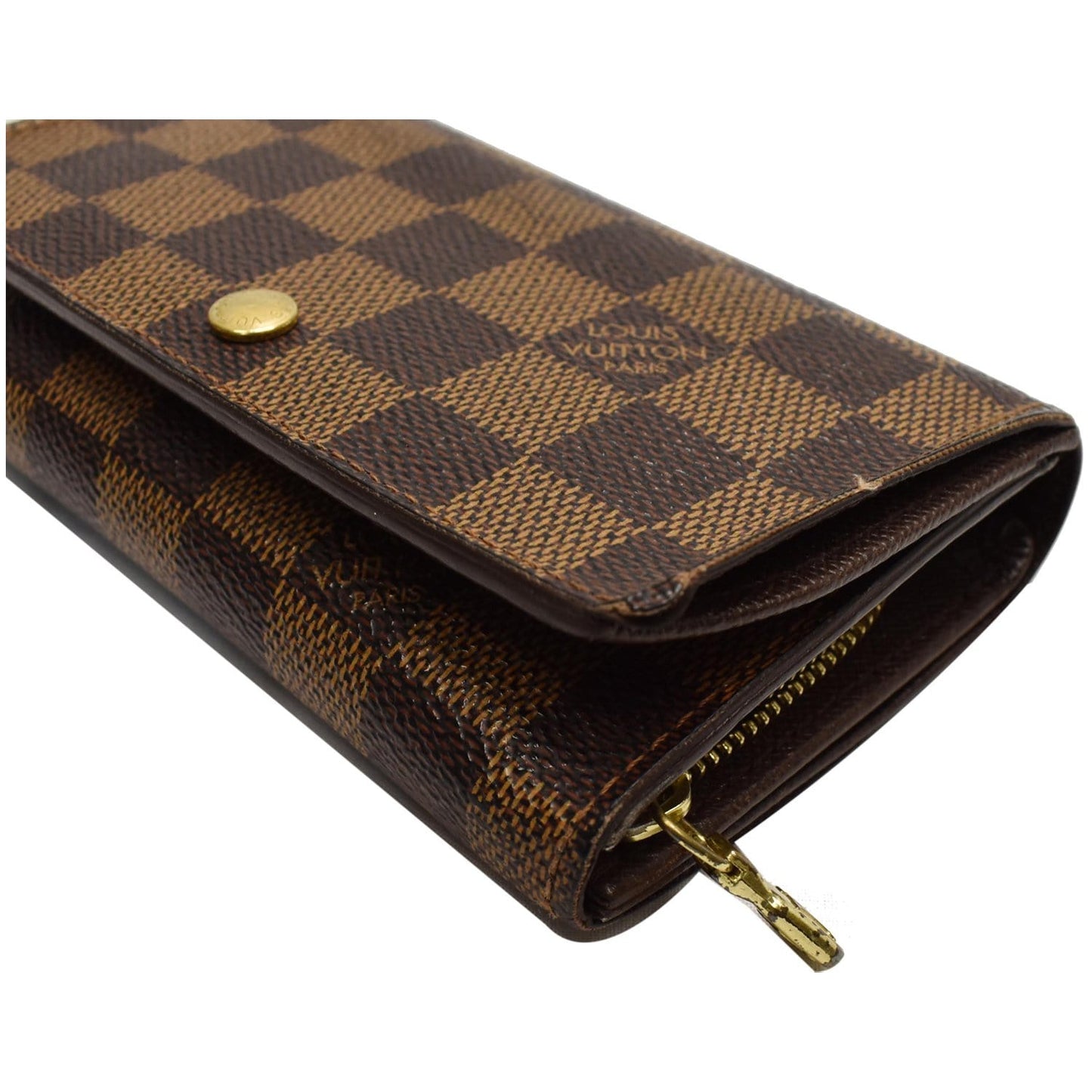 LOUIS VUITTON Porte Monnaie Damier Ebene Billets Tresor Wallet Brown
