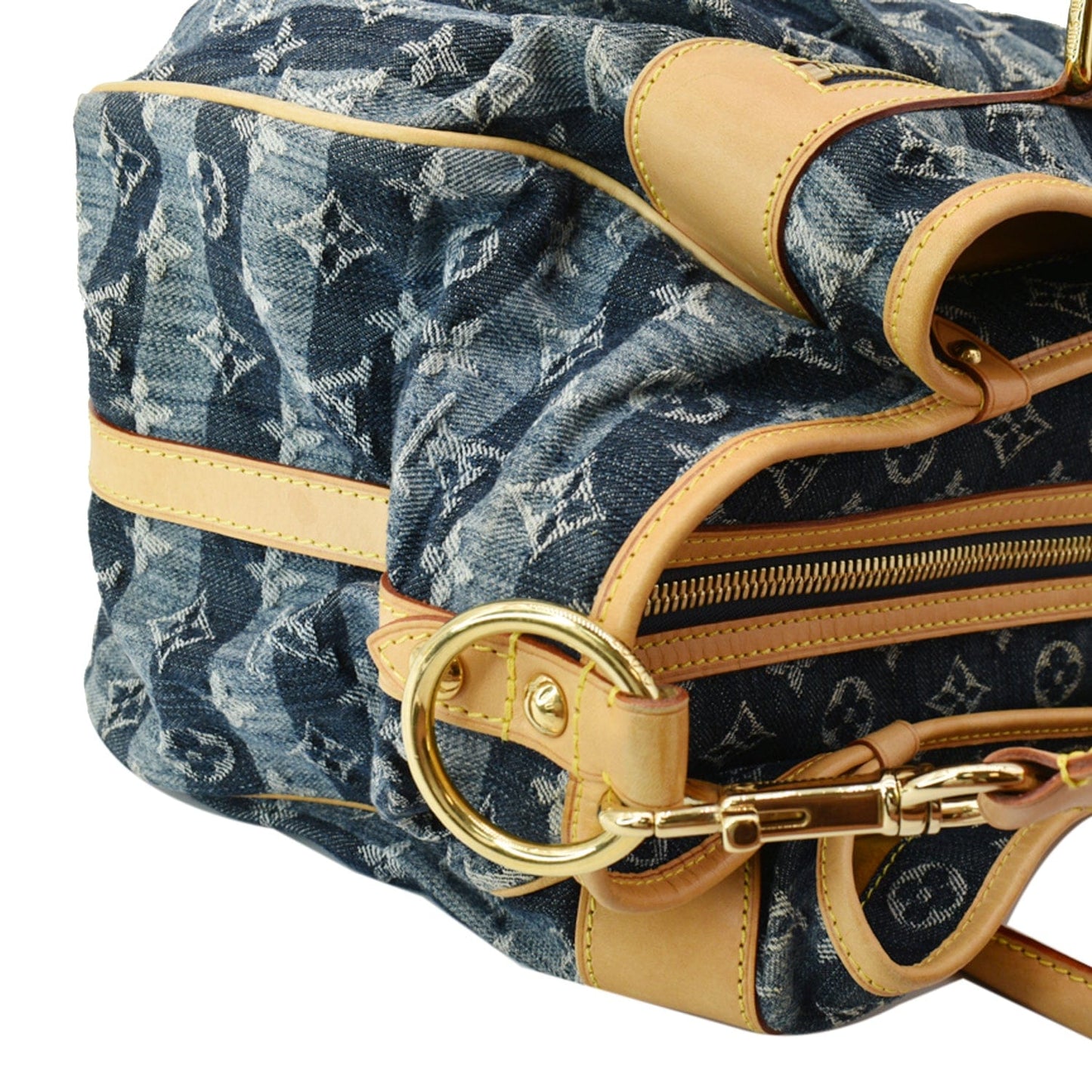LOUIS VUITTON Cabas Raye GM Monogram Denim Shoulder Bag Blue