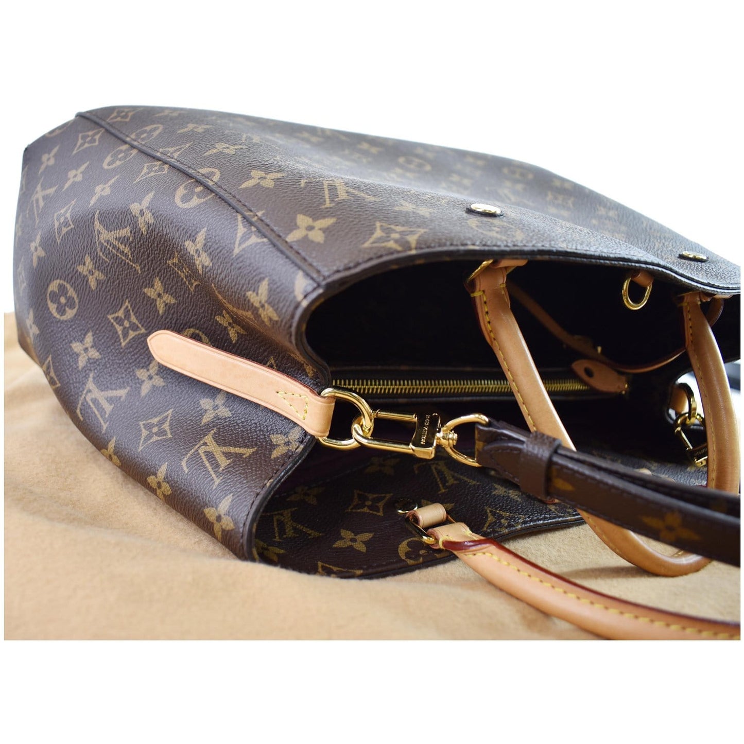 LOUIS VUITTON Montaigne GM Monogram Canvas Shoulder Bag Brown