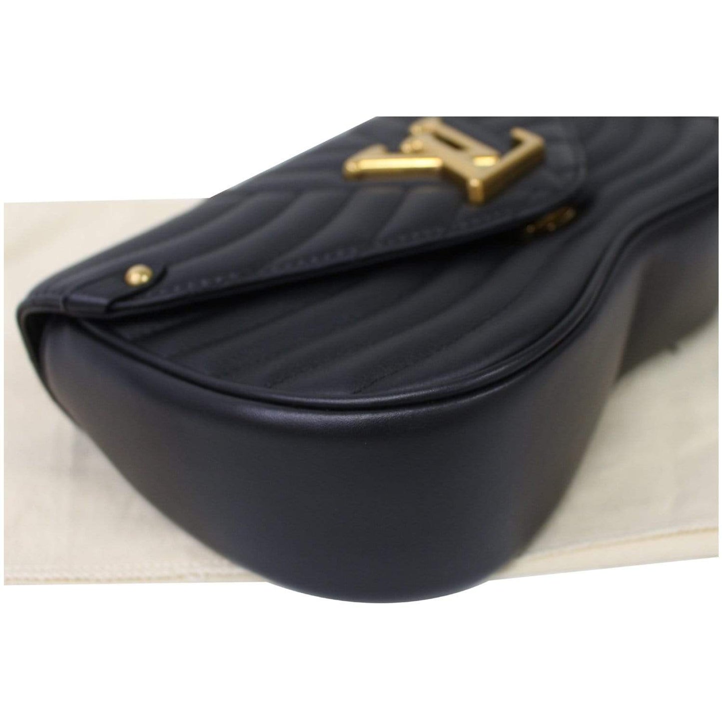 LOUIS VUITTON New Wave PM Quilted Leather Chain Crossbody Bag Black