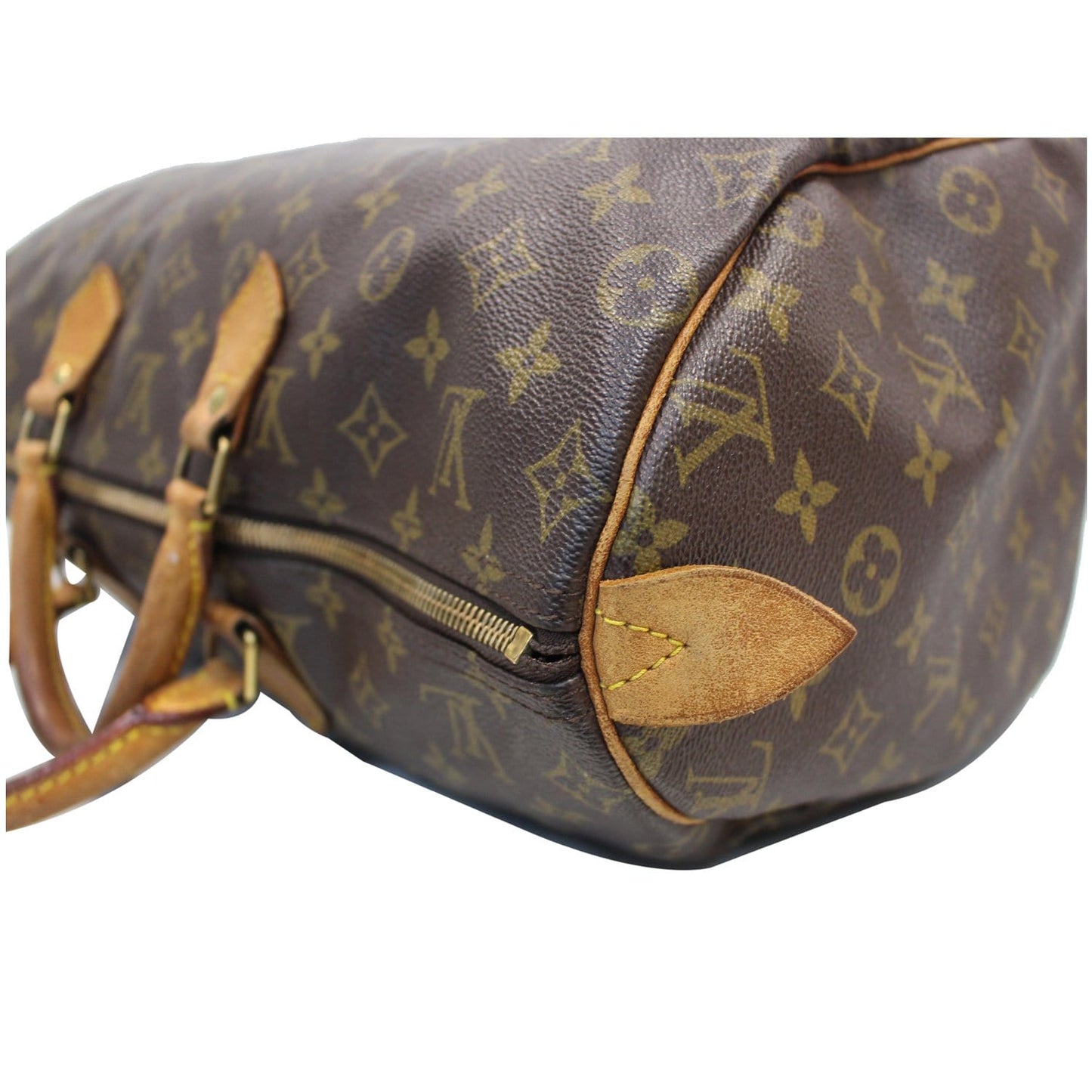 LOUIS VUITTON Speedy 40 Monogram Canvas Satchel Bag Brown
