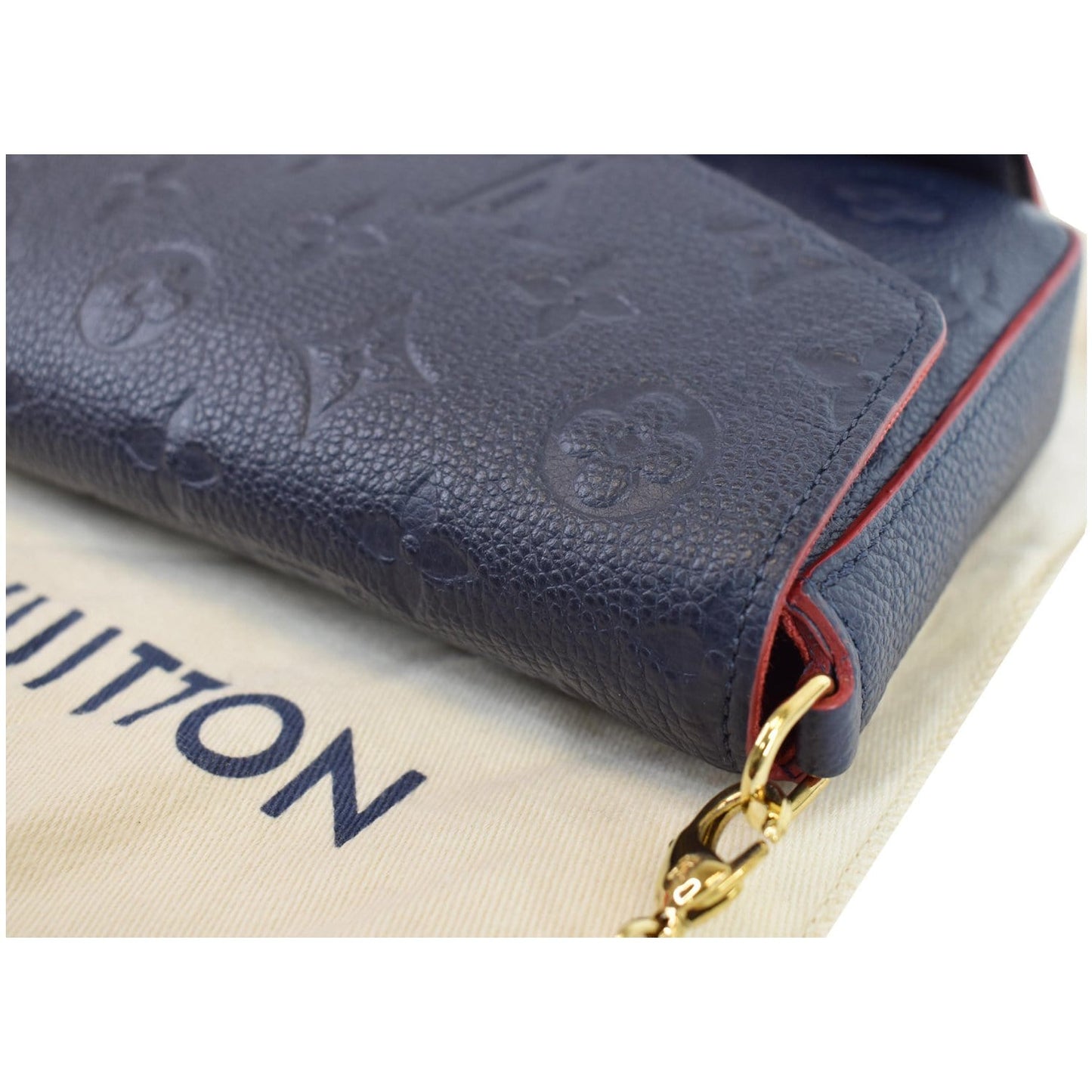 LOUIS VUITTON Pochette Felicie Monogram Empreinte Chain Wallet Navy