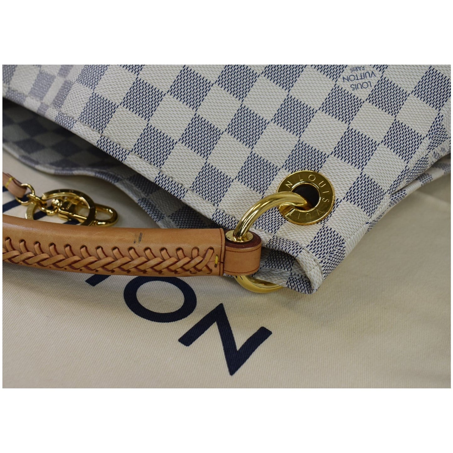 LOUIS VUITTON Artsy MM Damier Azur Shoulder Bag White