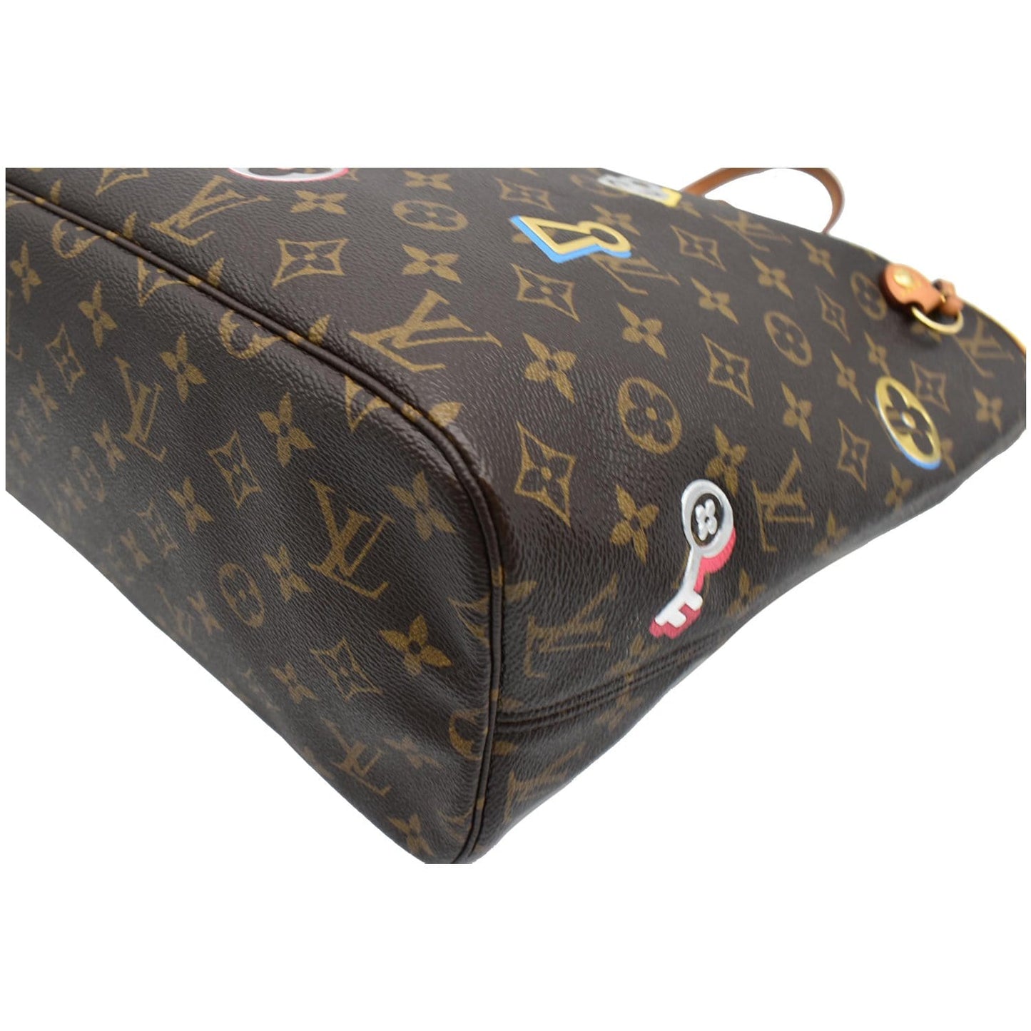 LOUIS VUITTON Love Lock Neverfull MM Monogram Canvas Tote Bag Brown - 10% OFF