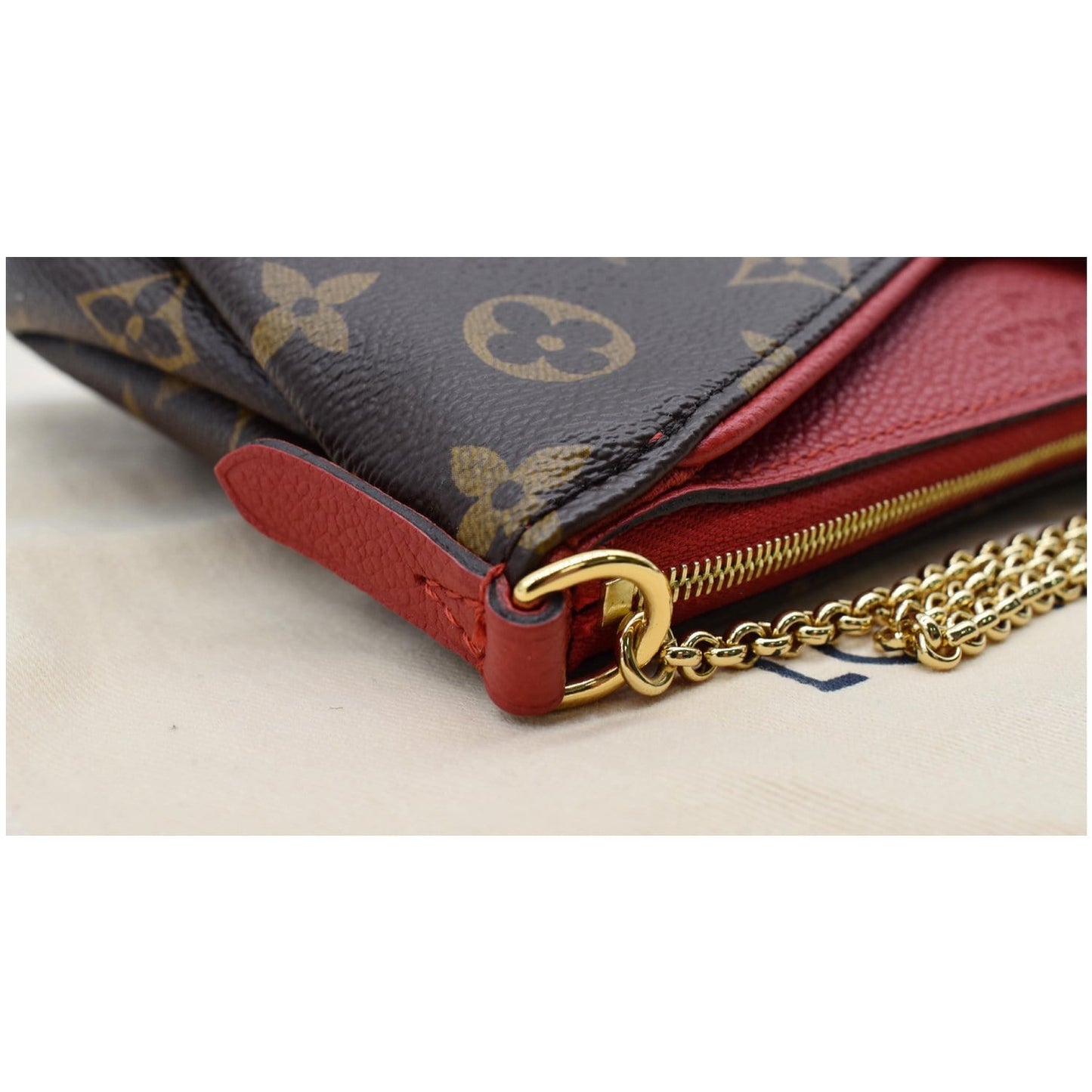 LOUIS VUITTON Pallas Monogram Canvas Clutch Crossbody Bag Cherry
