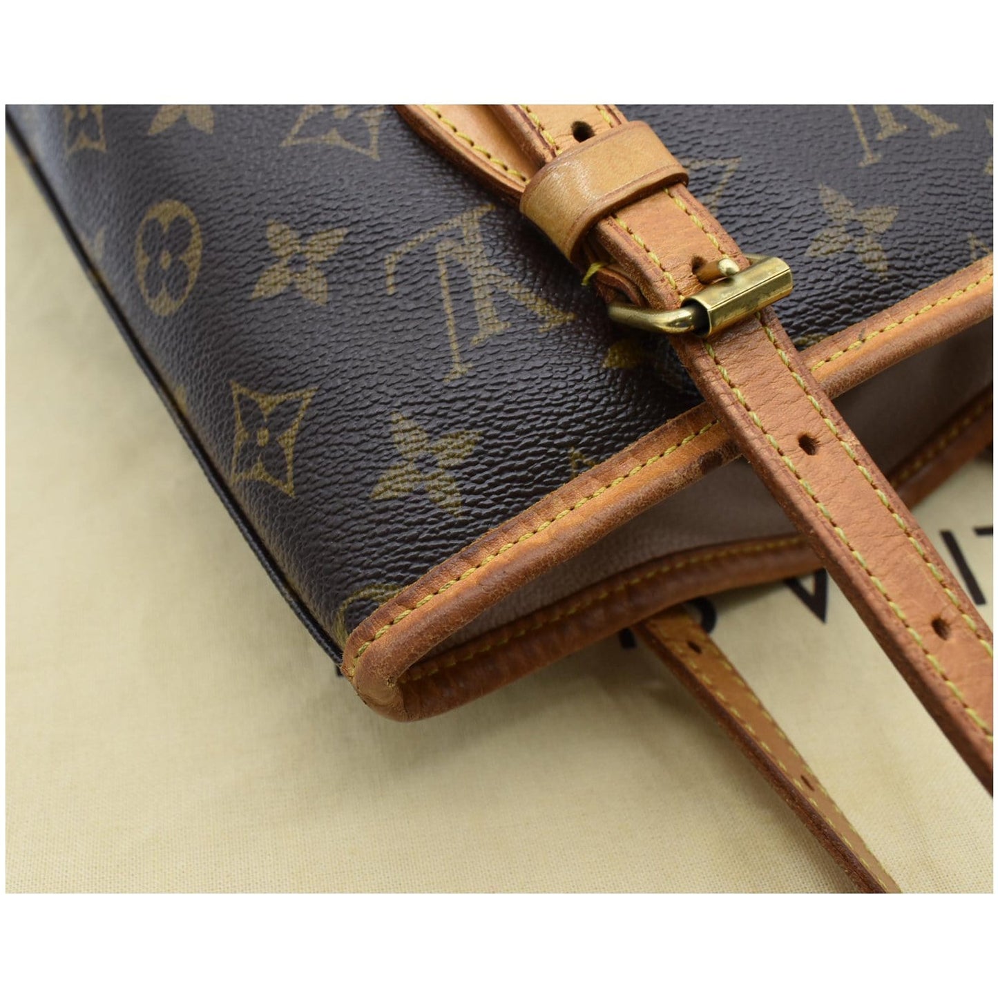 LOUIS VUITTON Marais Bucket Monogram Canvas Shoulder Bag Brown