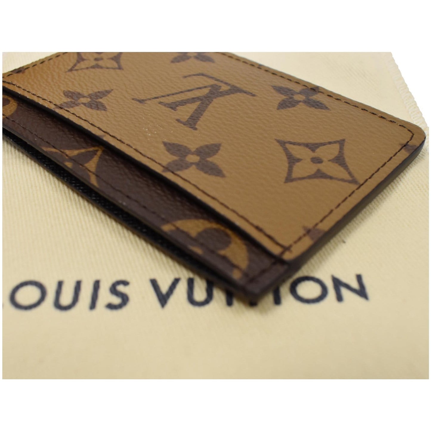 LOUIS VUITTON Monogram Reverse Canvas Card Holder Brown