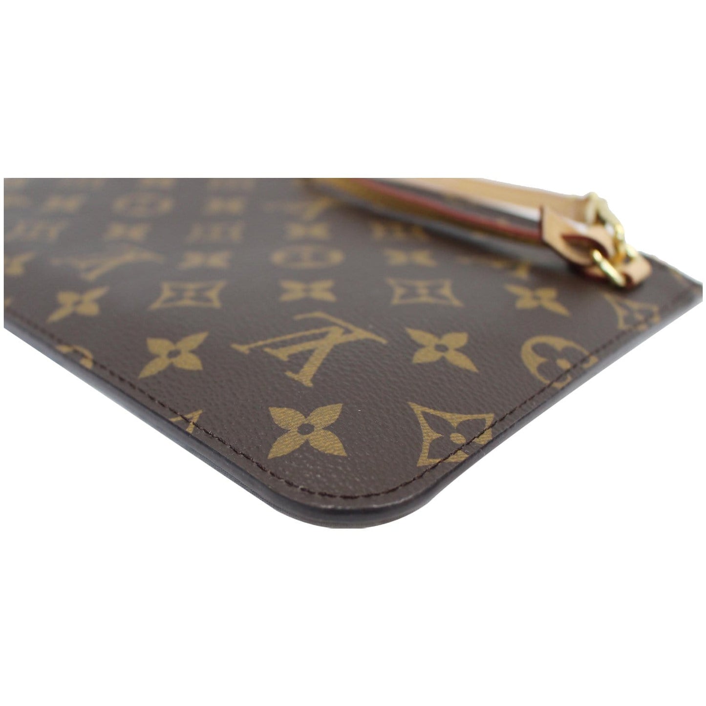 LOUIS VUITTON Pochette Wristlet Pouch Monogram Canvas Neverfull MM Rose Ballerine