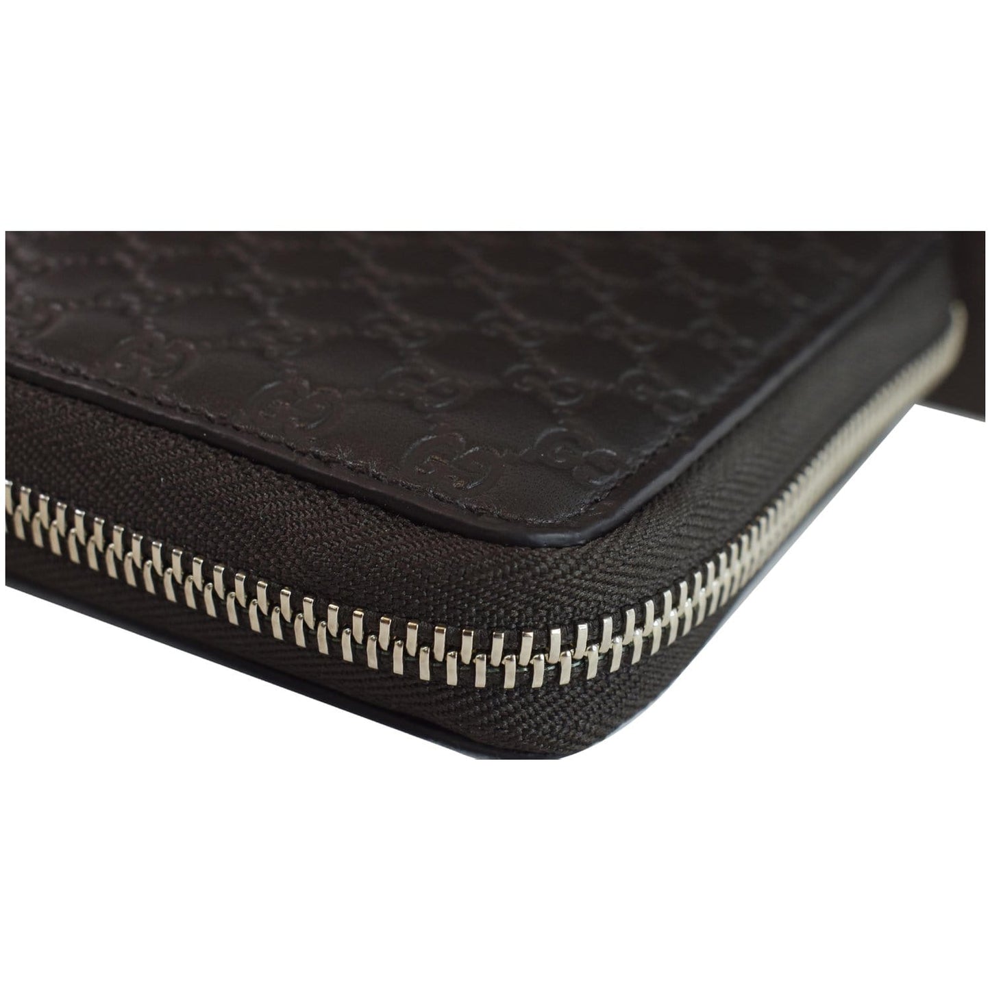 GUCCI Micro GG Guccissima Leather Zip Around XL Wallet Dark Brown 391465
