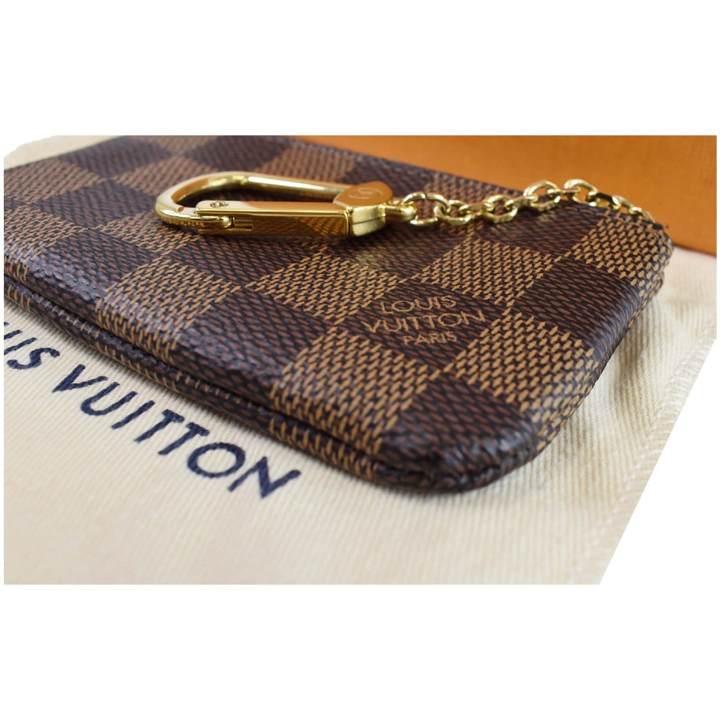 LOUIS VUITTON Pochette Key Cles Damier Ebene Coin Case Brown