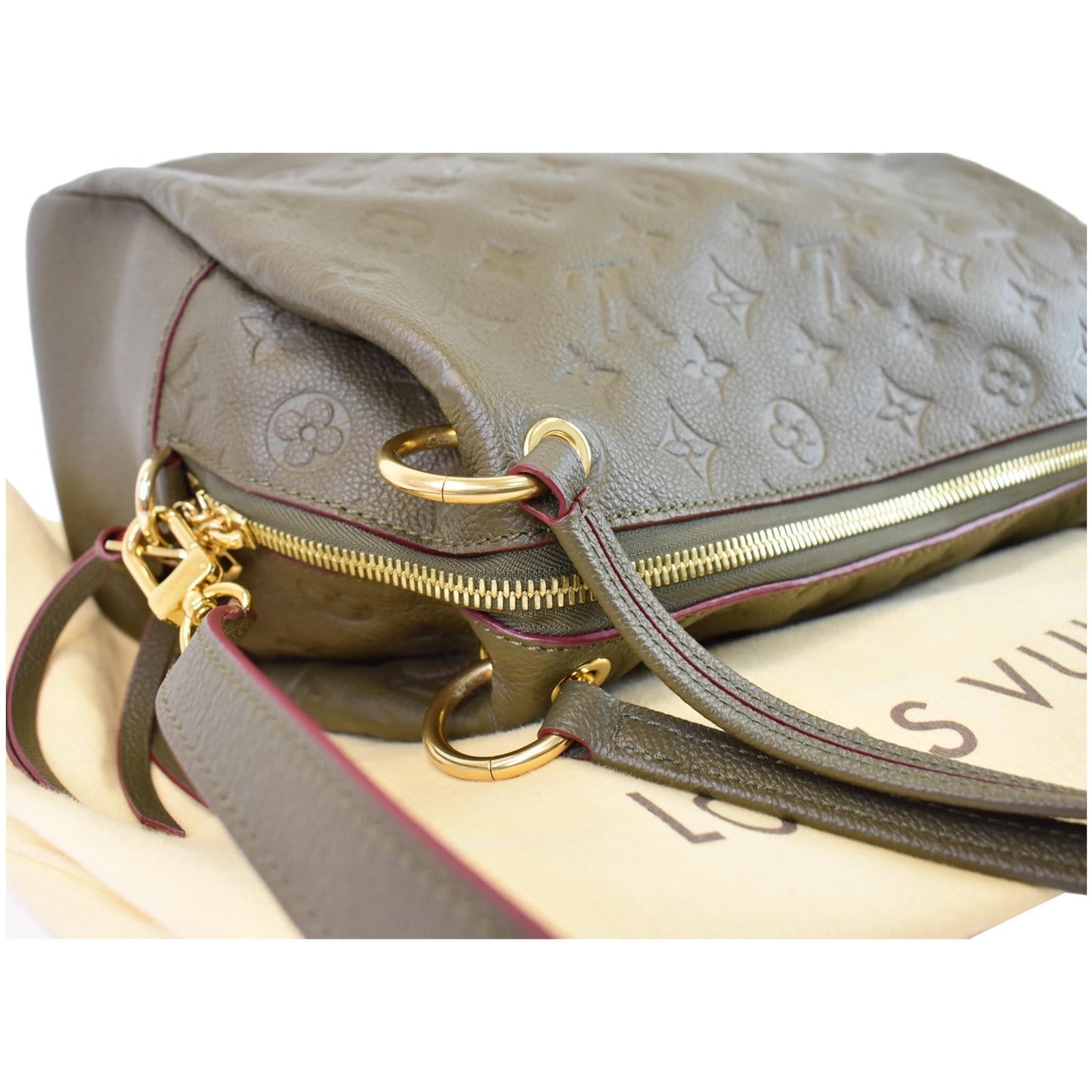 LOUIS VUITTON Ponthieu PM Empreinte Leather Shoulder Bag Olive