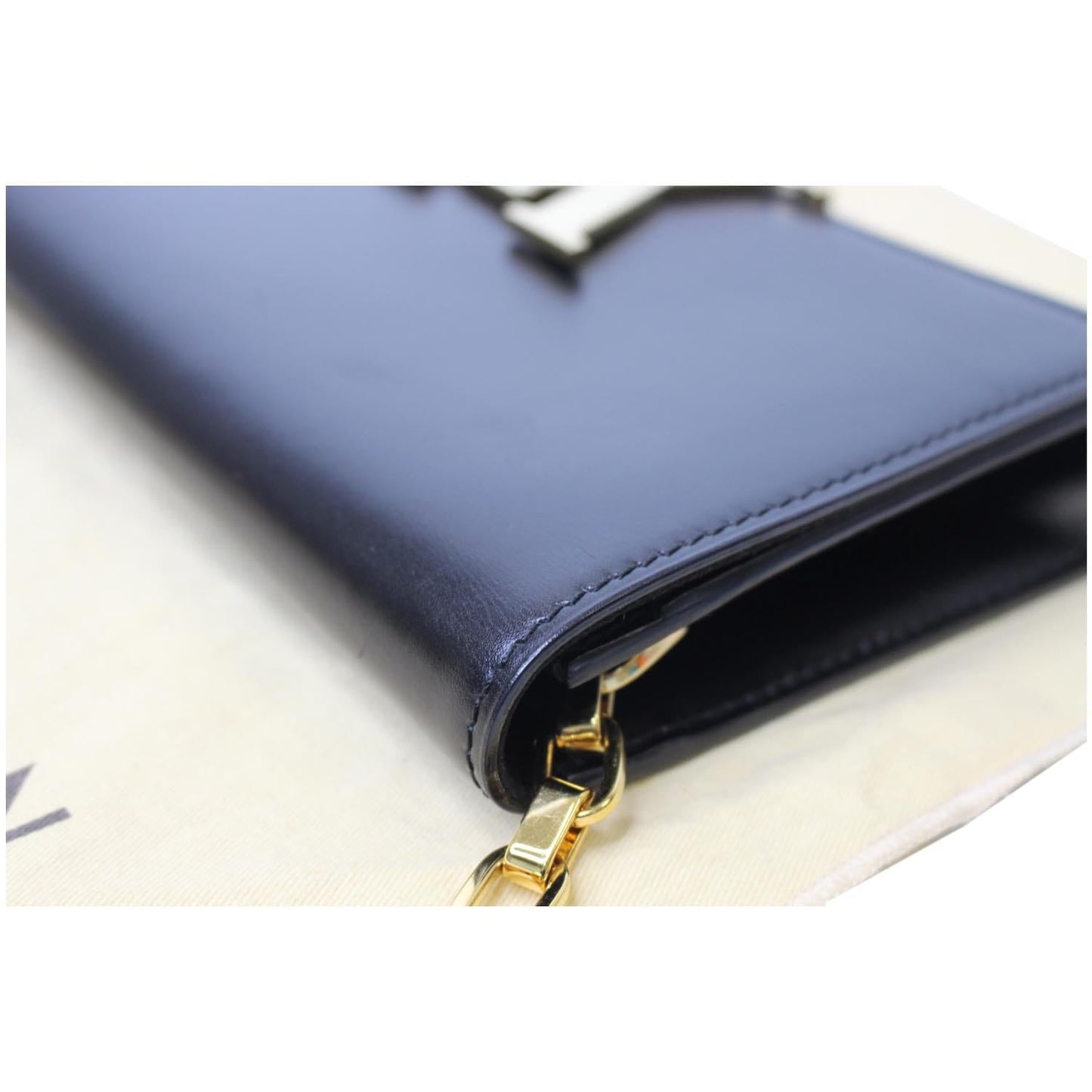 LOUIS VUITTON Chain Louise GM Noir Leather Shoulder Crossbody Bag