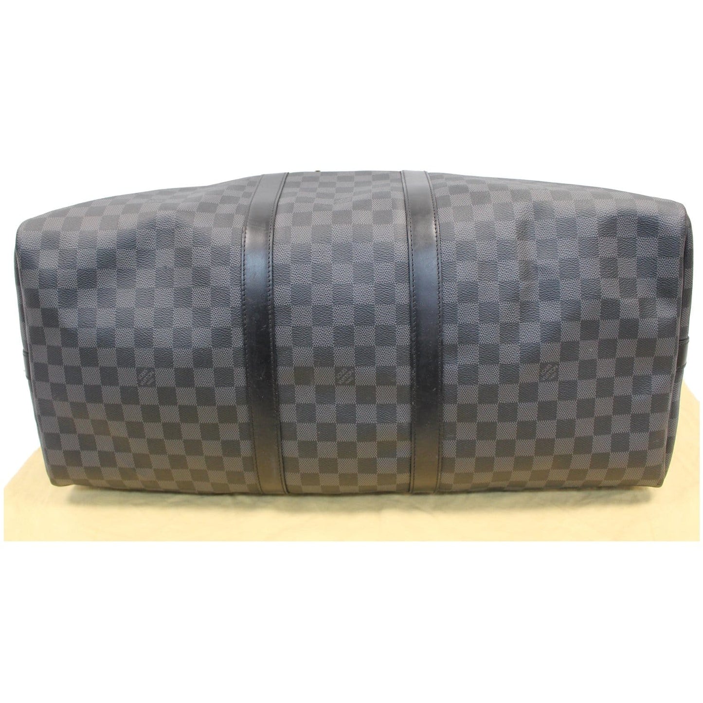 LOUIS VUITTON Keepall 55 Damier Graphite Bandouliere Travel Bag Black