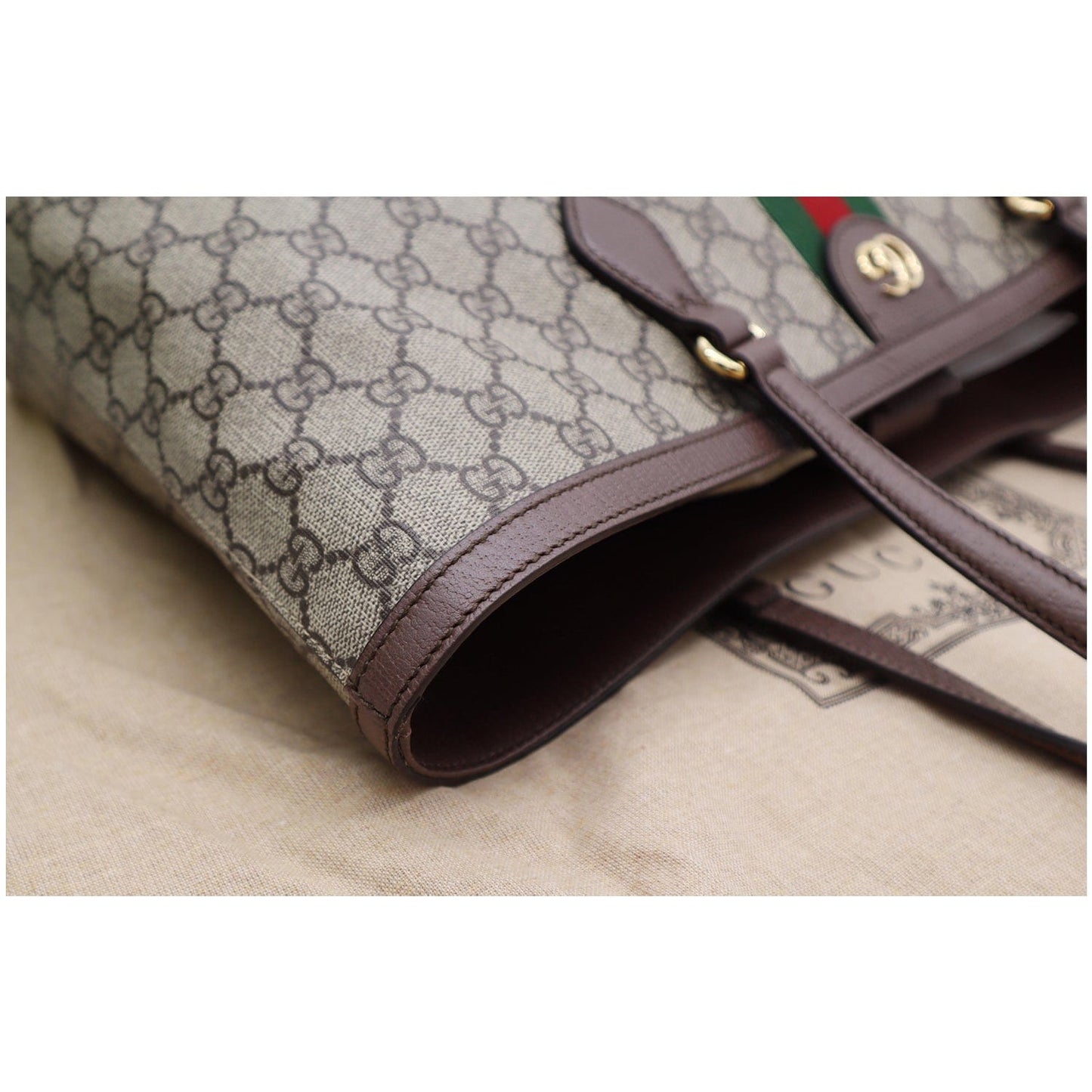 GUCCI Ophidia Medium GG Supreme Canvas Tote Bag Beige 631685