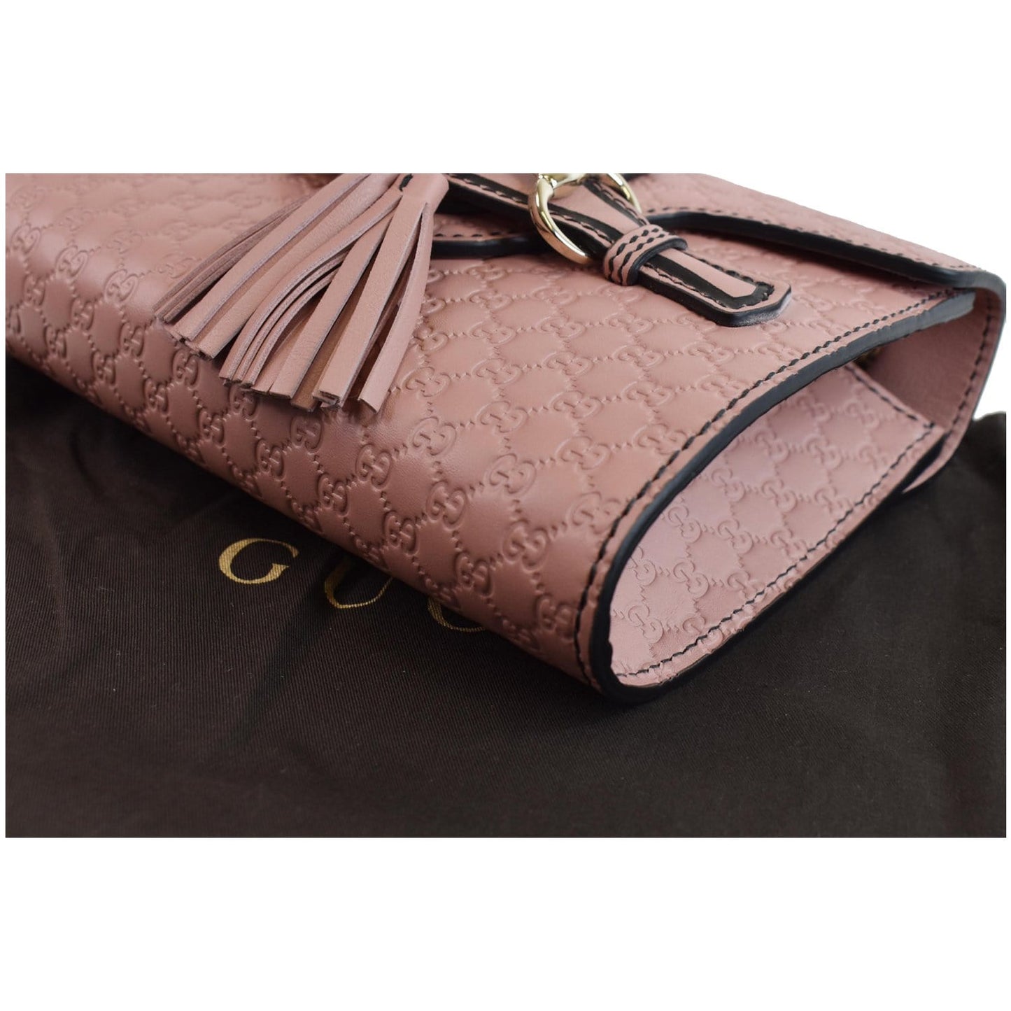 GUCCI Emily Mini Micro GG Guccissima Leather Shoulder Bag Pink 449636