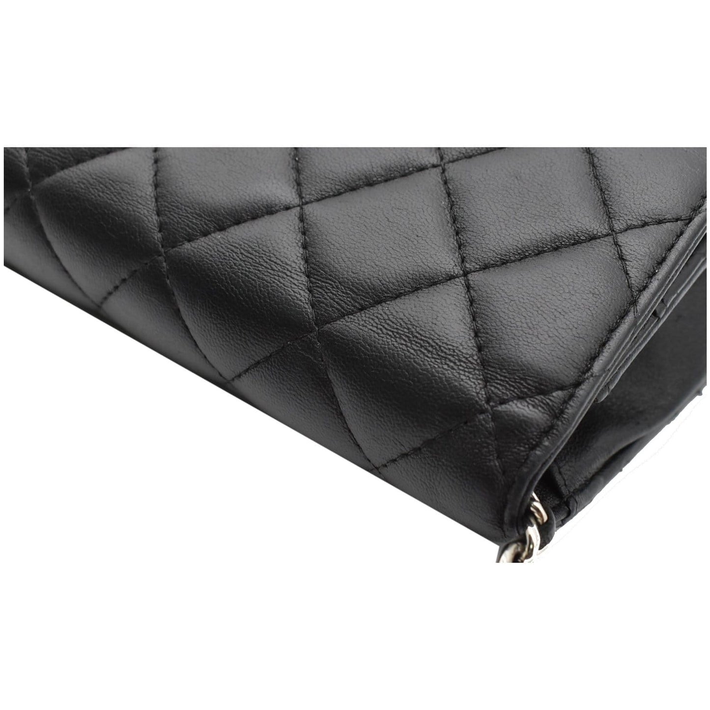 CHANEL WOC Lambskin Leather Chain Crossbody Bag Black