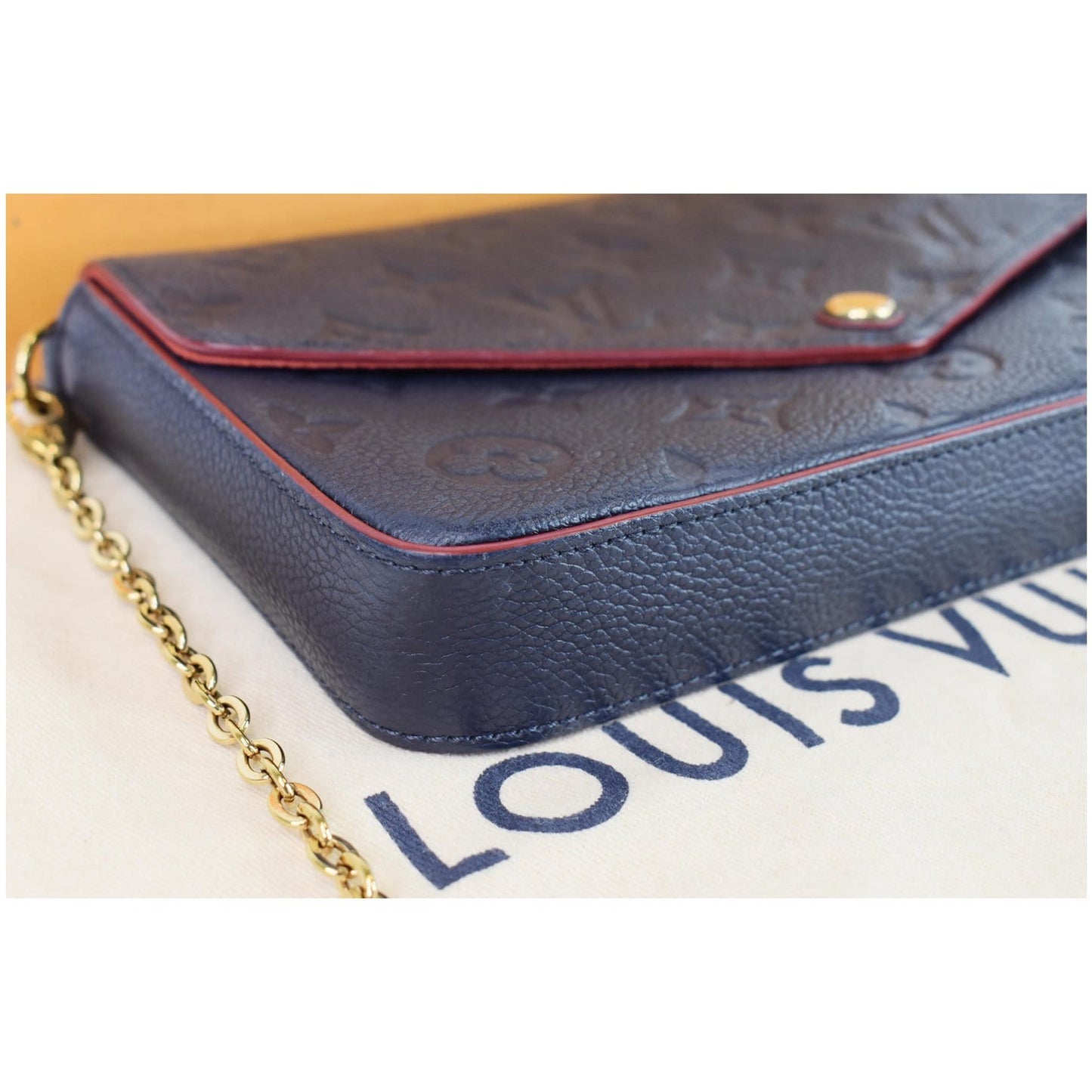 LOUIS VUITTON Pochette Felicie Monogram Empreinte Chain Wallet Navy - 20% OFF