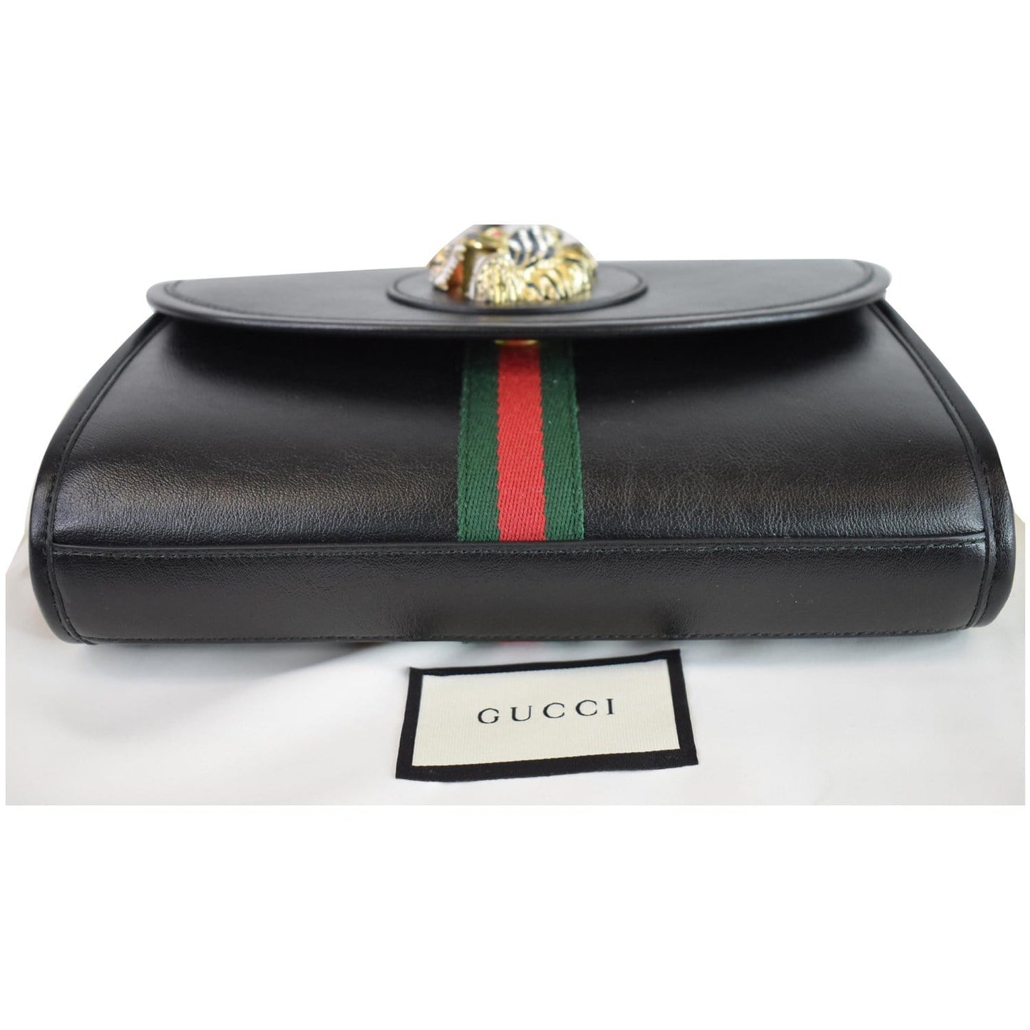 GUCCI Rajah Small Web Leather Shoulder Bag Black 570145 - 25% OFF