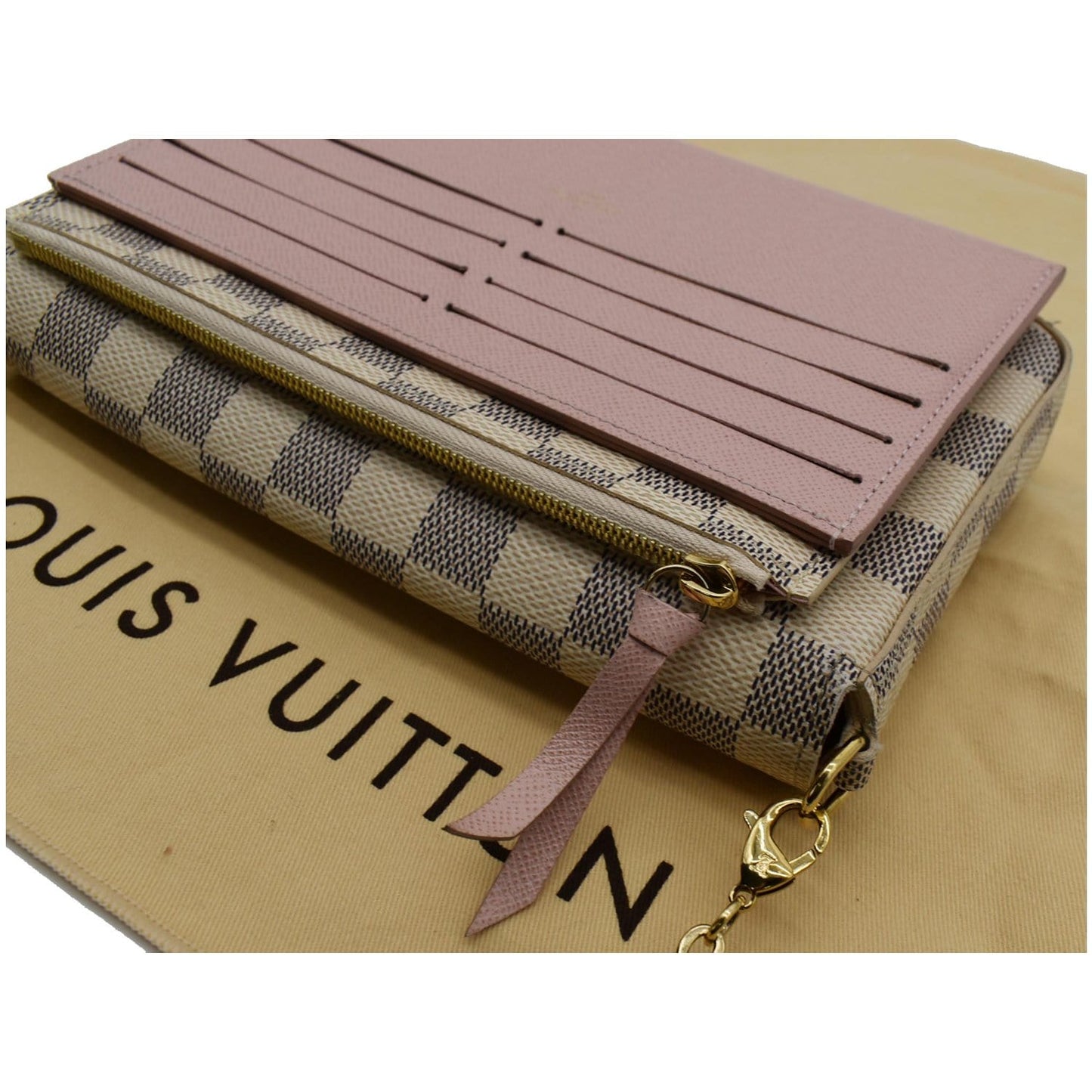 LOUIS VUITTON Felicie Pochette Damier Azur Crossbody Bag White