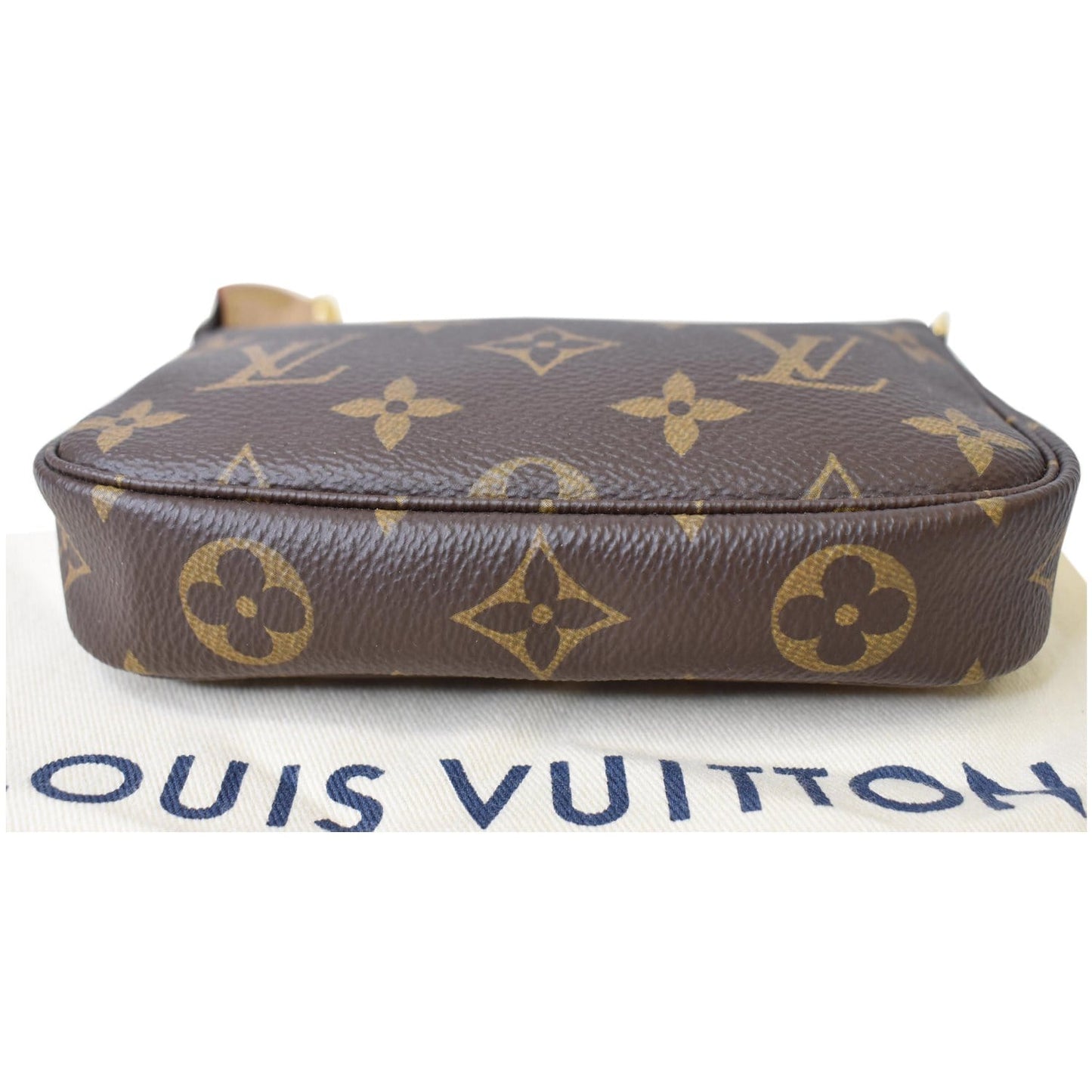 LOUIS VUITTON Mini Pochette Monogram Canvas Accessories Pouch Brown