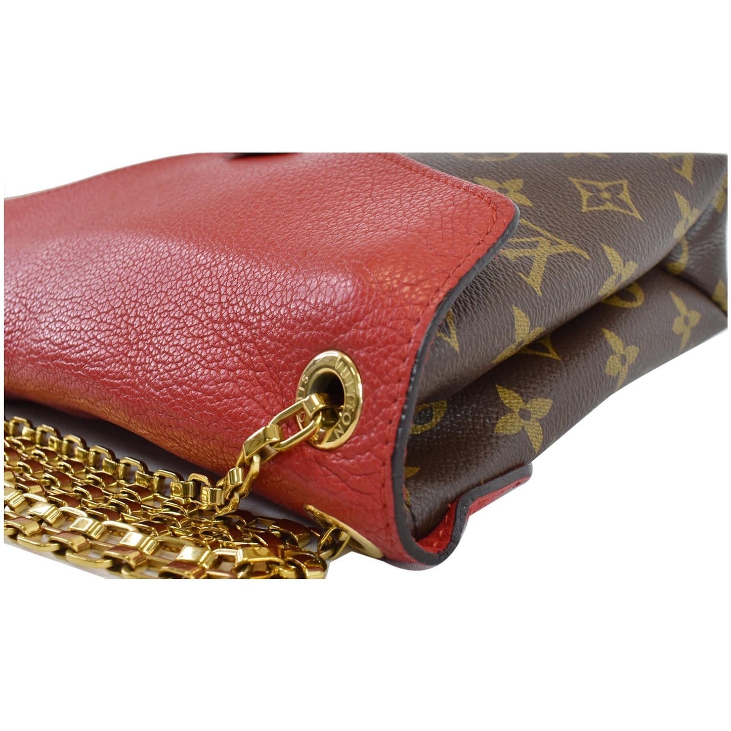 LOUIS VUITTON Pallas Chain Monogram Canvas Crossbody Bag Brown