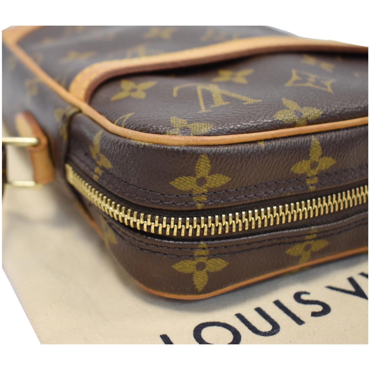 LOUIS VUITTON Danube Monogram Canvas Crossbody Bag Brown