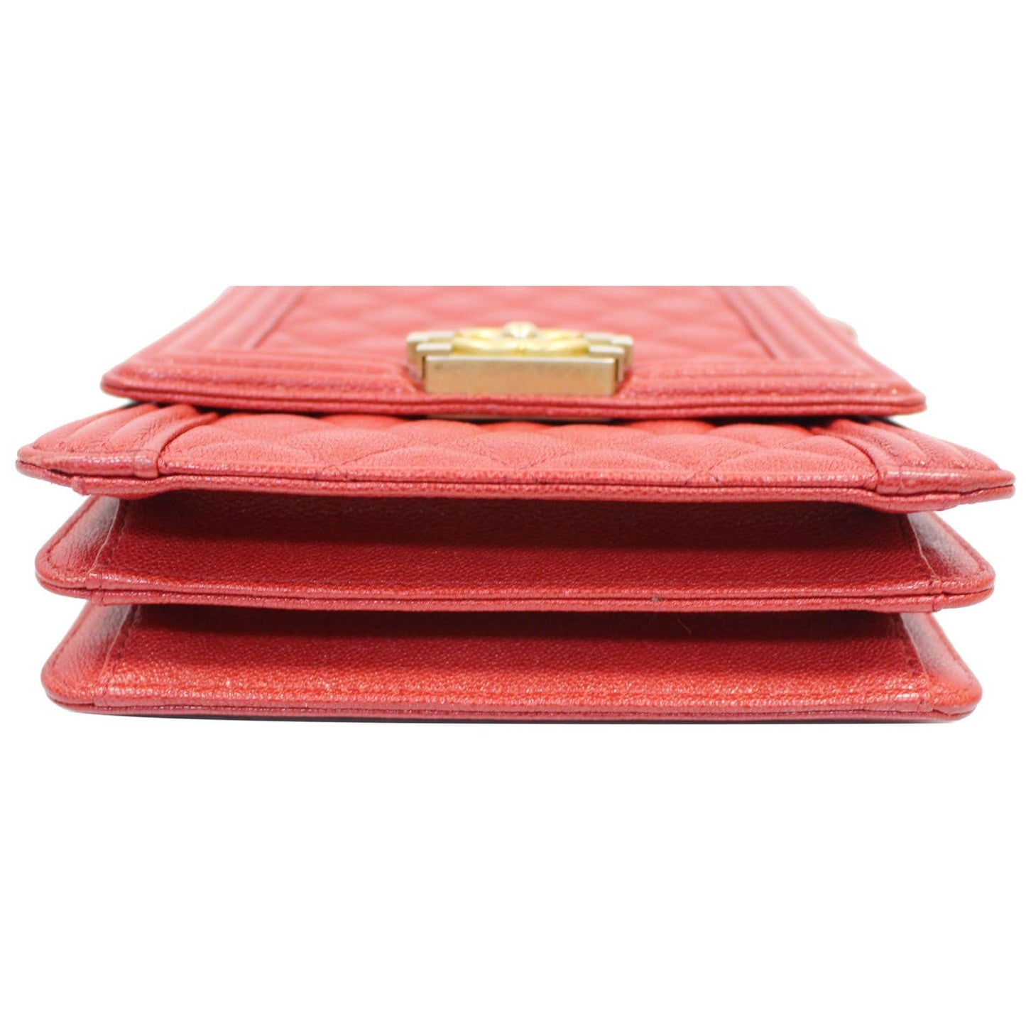 CHANEL North South Boy Quilted Caviar Leather Crossbody Bag Red
