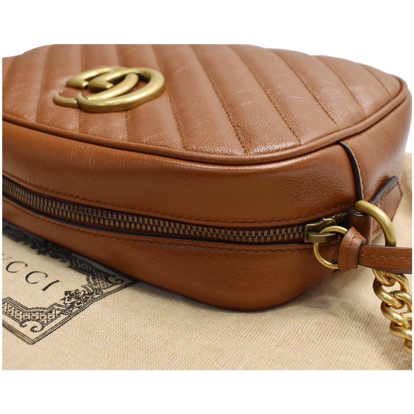 GUCCI GG Marmont Small Matelasse Leather Shoulder Bag Brown 447632