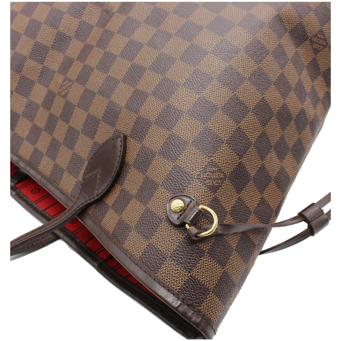 LOUIS VUITTON Neverfull MM Damier Ebene Tote Bag Brown