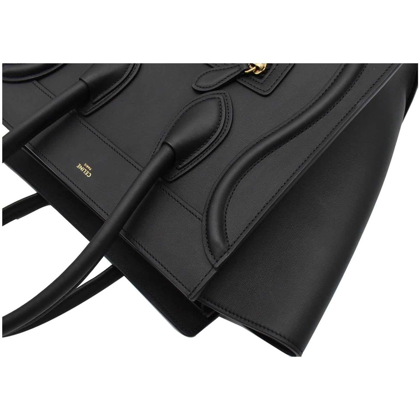 CELINE Mini Luggage Leather Tote Bag Black