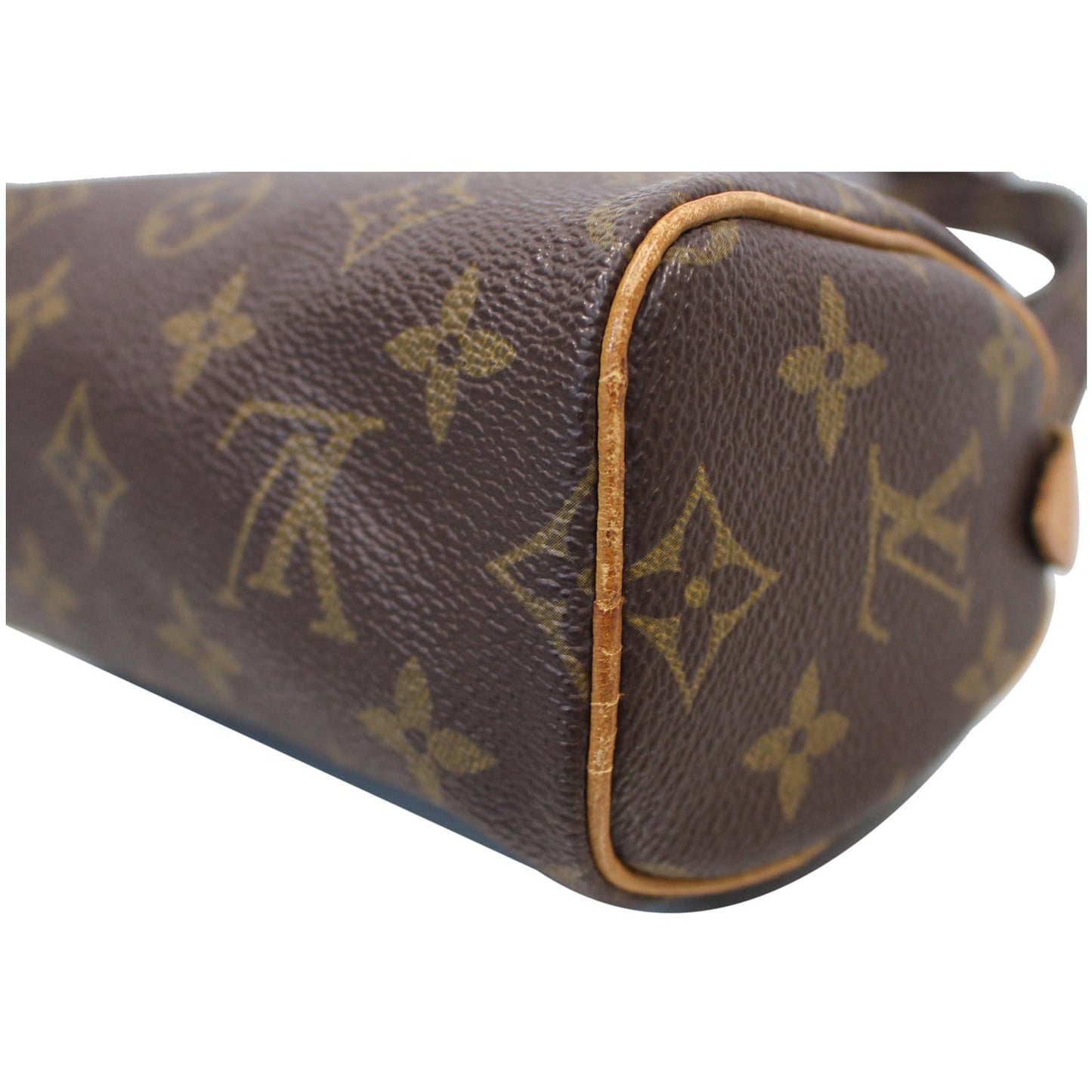 LOUIS VUITTON Mini Speedy Monogram Canvas Satchel Bag Brown