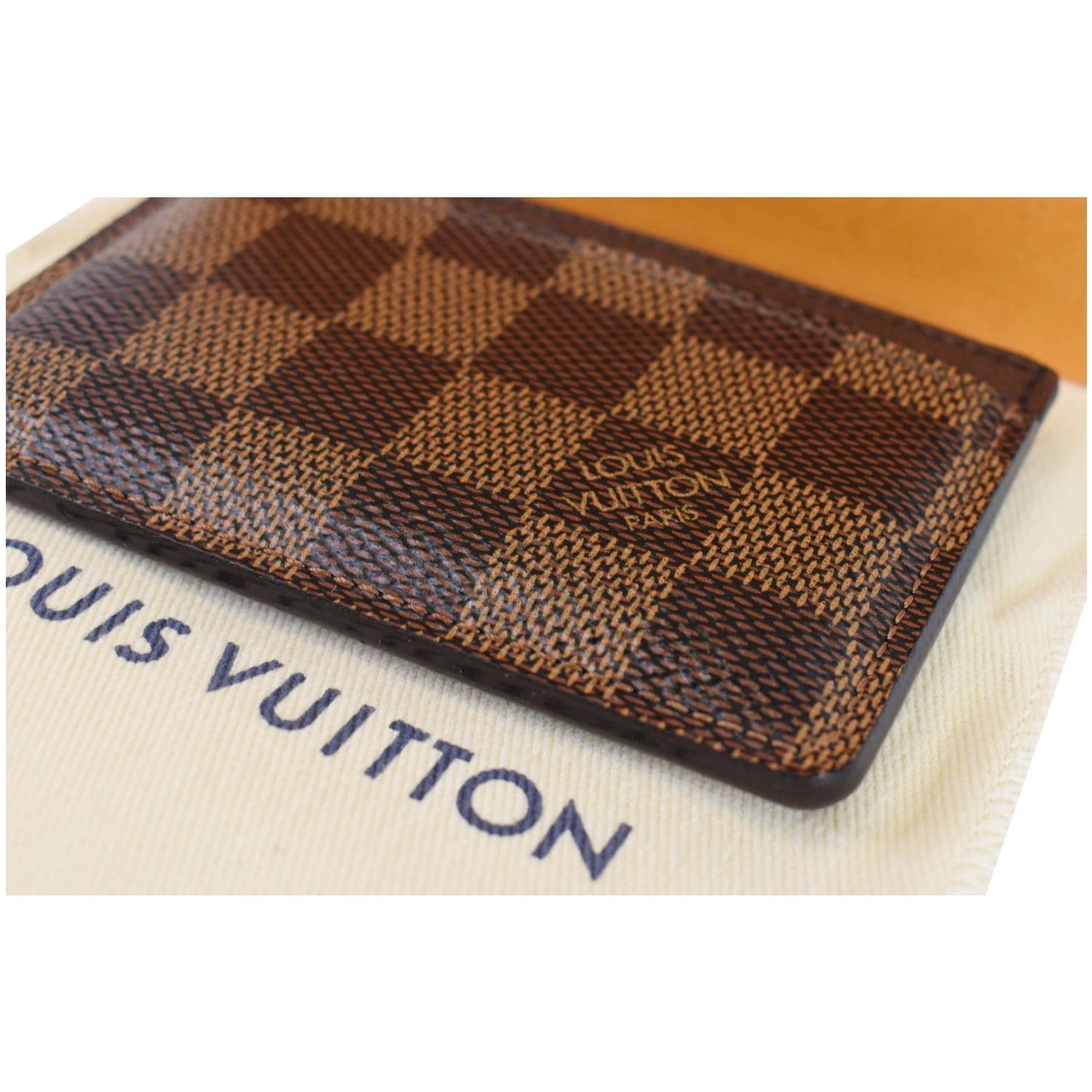 LOUIS VUITTON Damier Ebene Card Holder Brown
